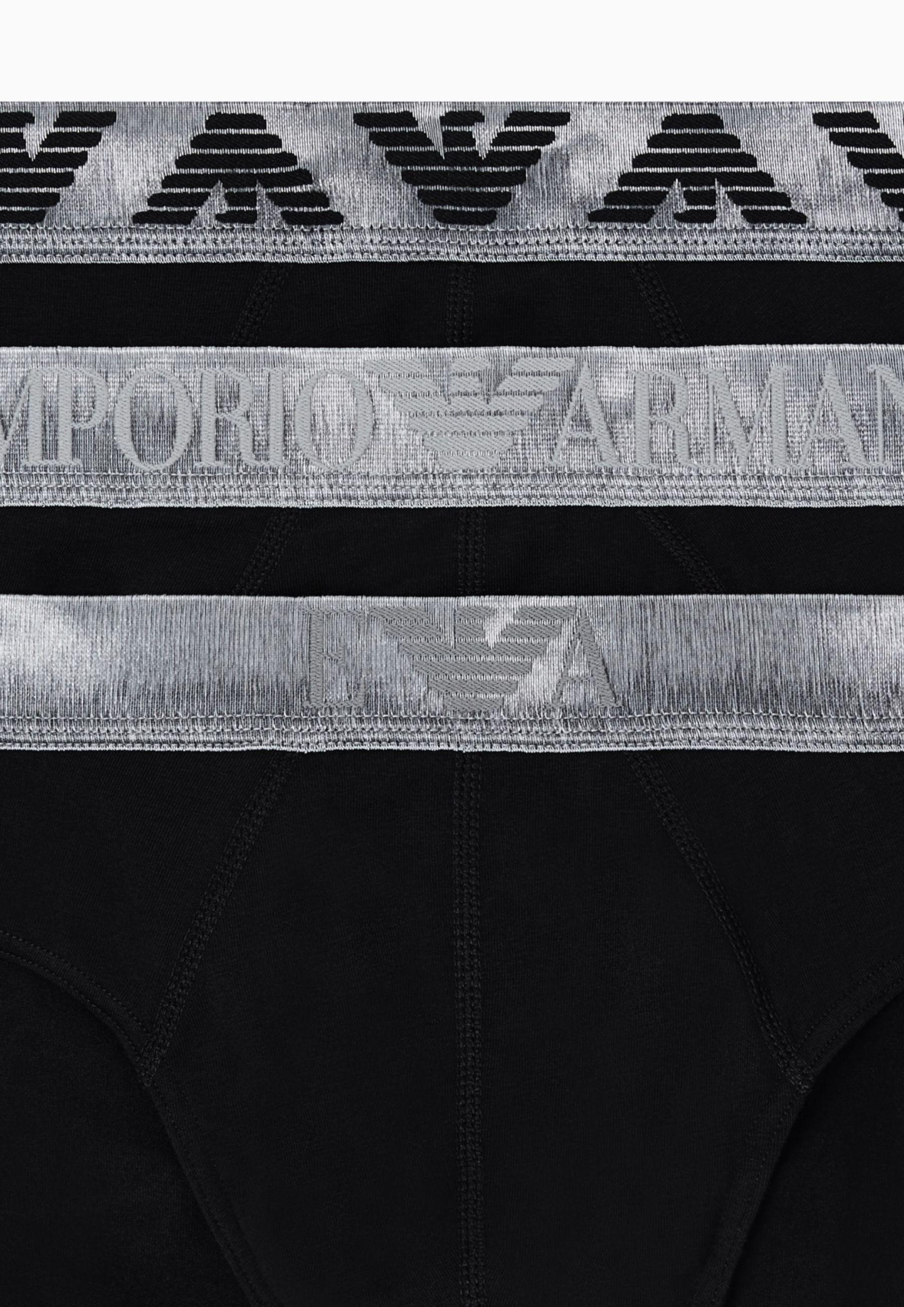 EMPORIO ARMANI - Pack 3 Slip in Jersey Organico Shiny Logoband ASV 