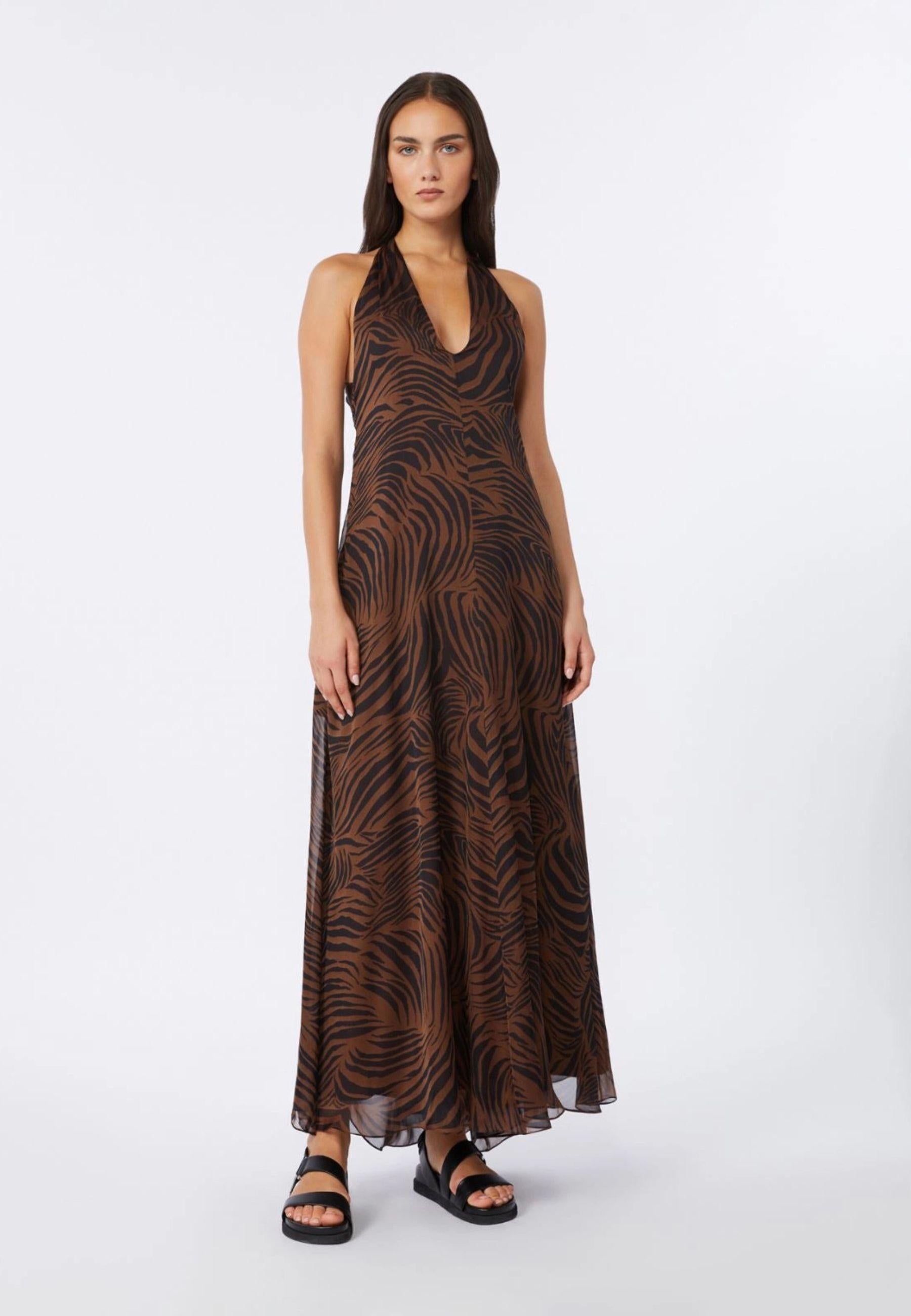 Max Mara Studio - Abito lungo in chiffon di seta stampato 