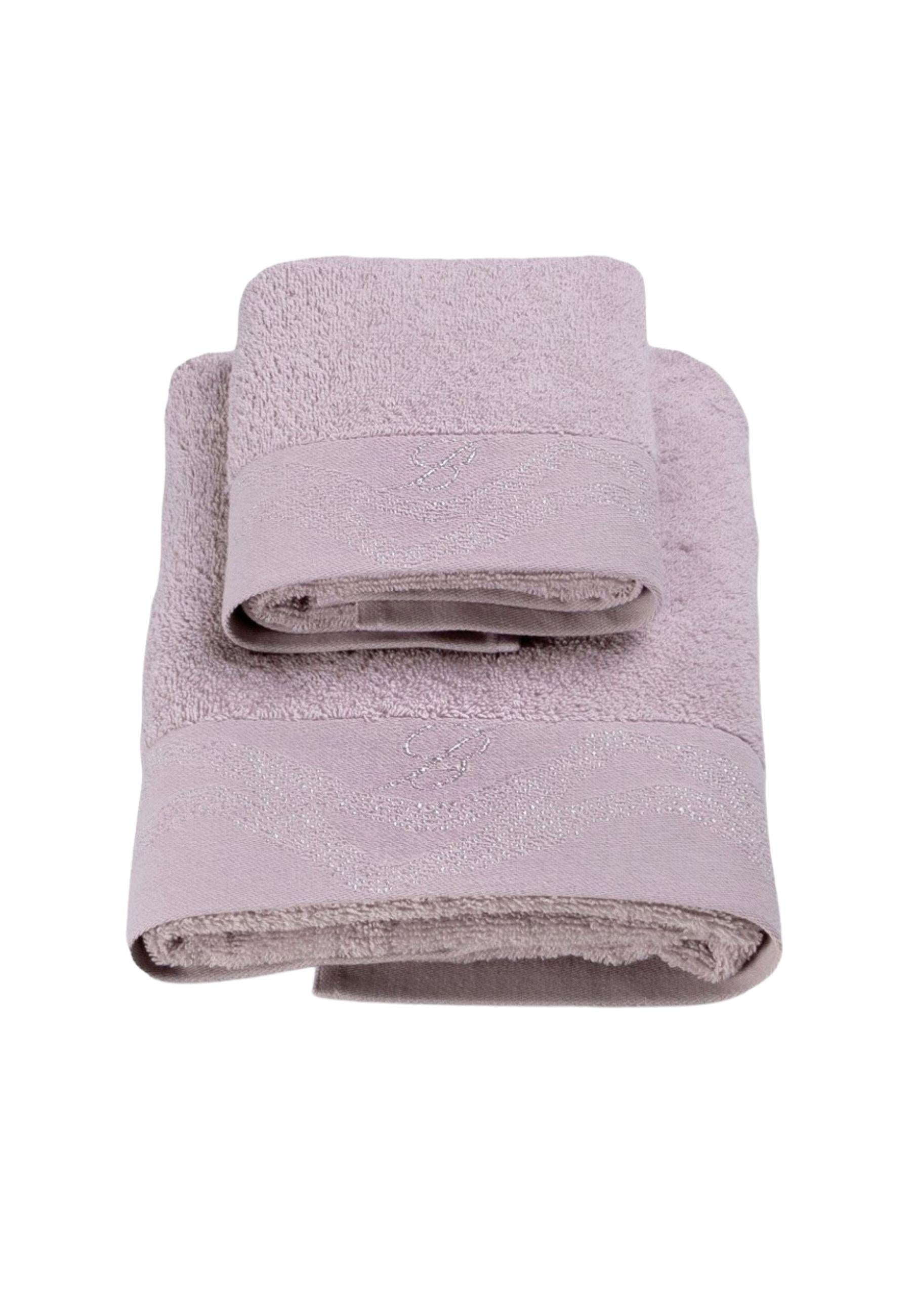 Set asciugamani Crystelle 2 pezzi in spugna di cotone con logo jacquard lurex 