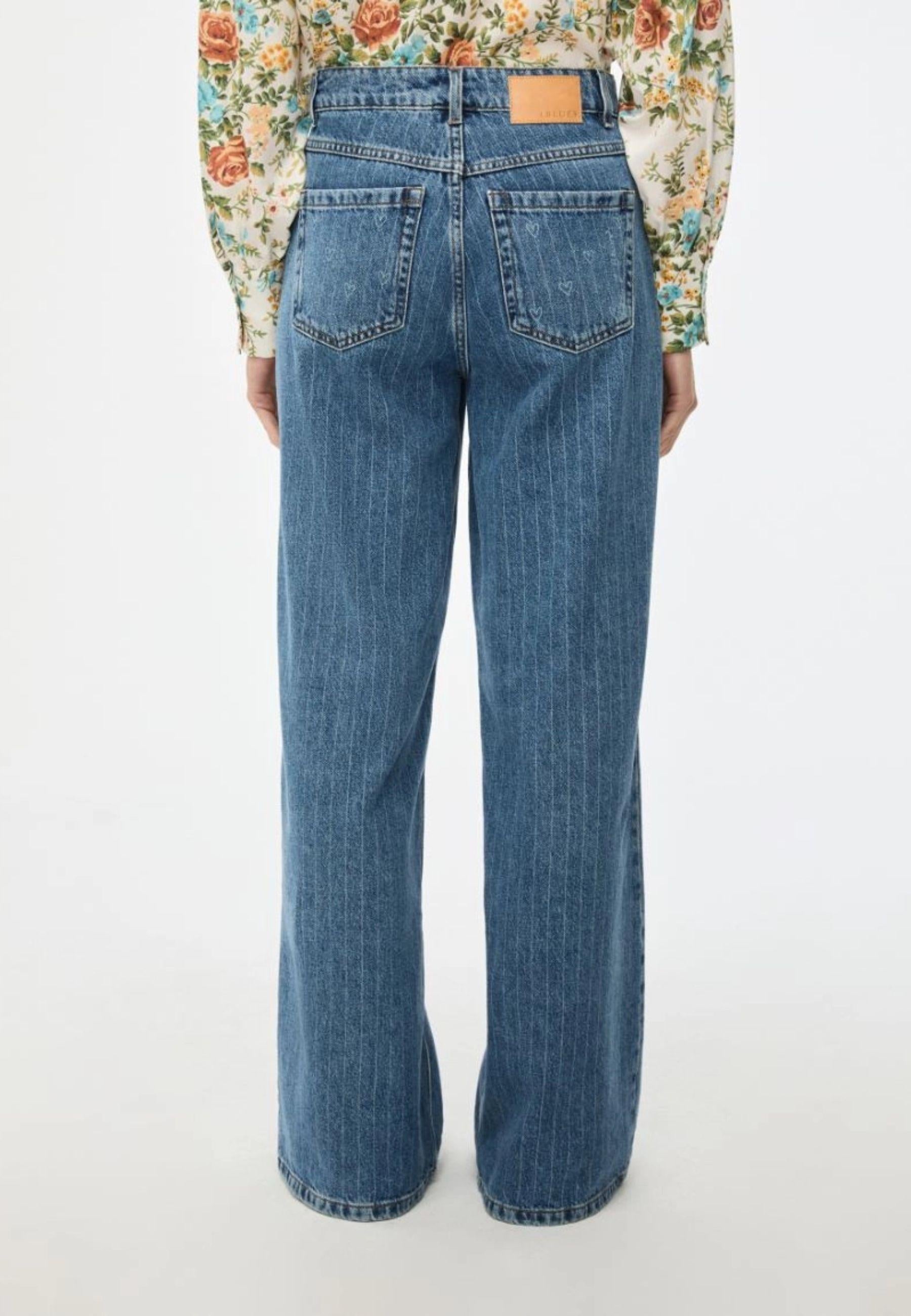 iBlues - Jeans wide leg in denim con motivo rigato 