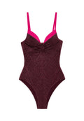 Costume intero nero glitter con scollo a cuore