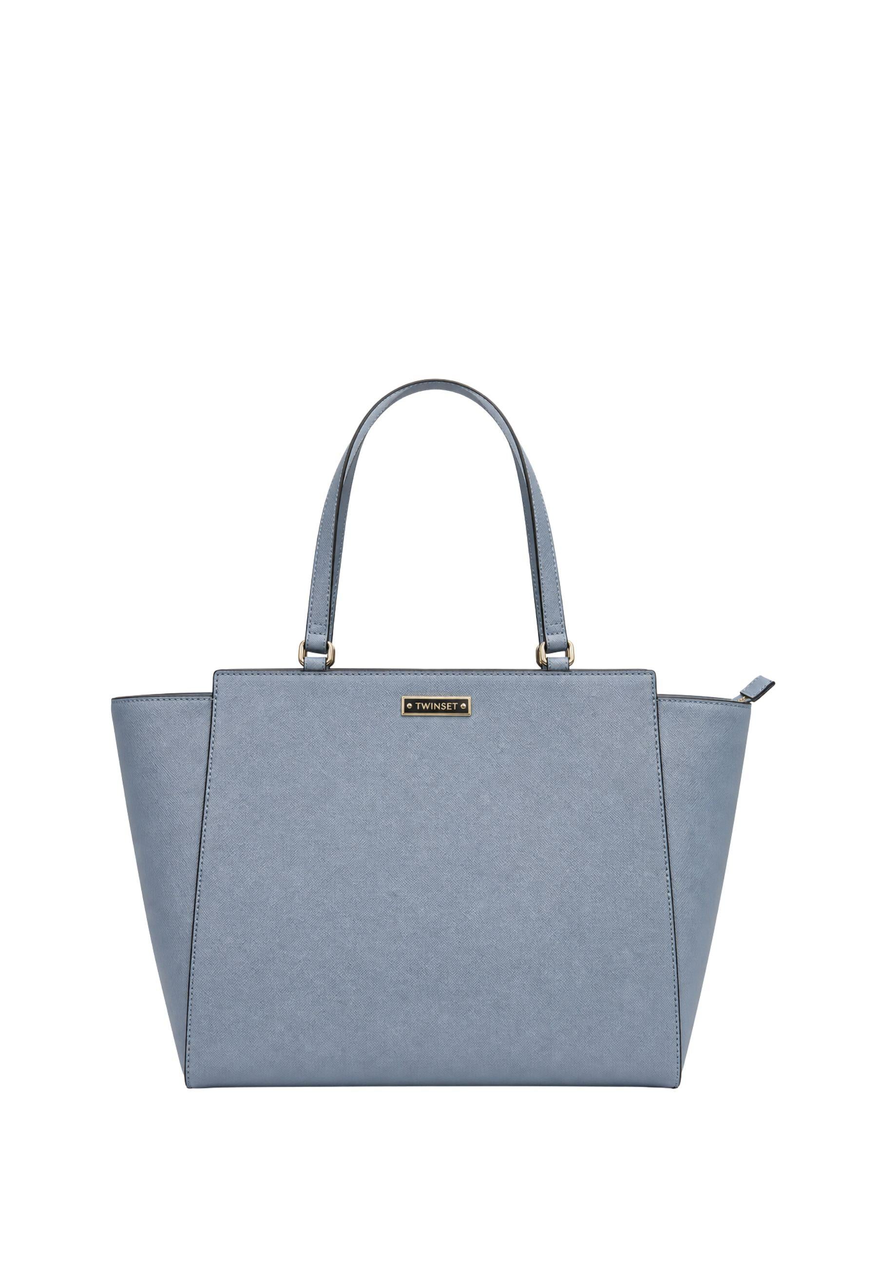 Borsa shopping con logo inciso 