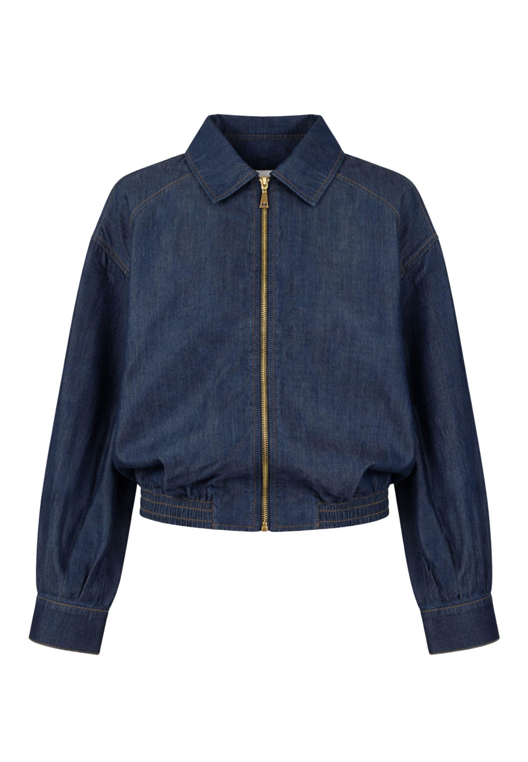 Giacca corta in chambray con zip 