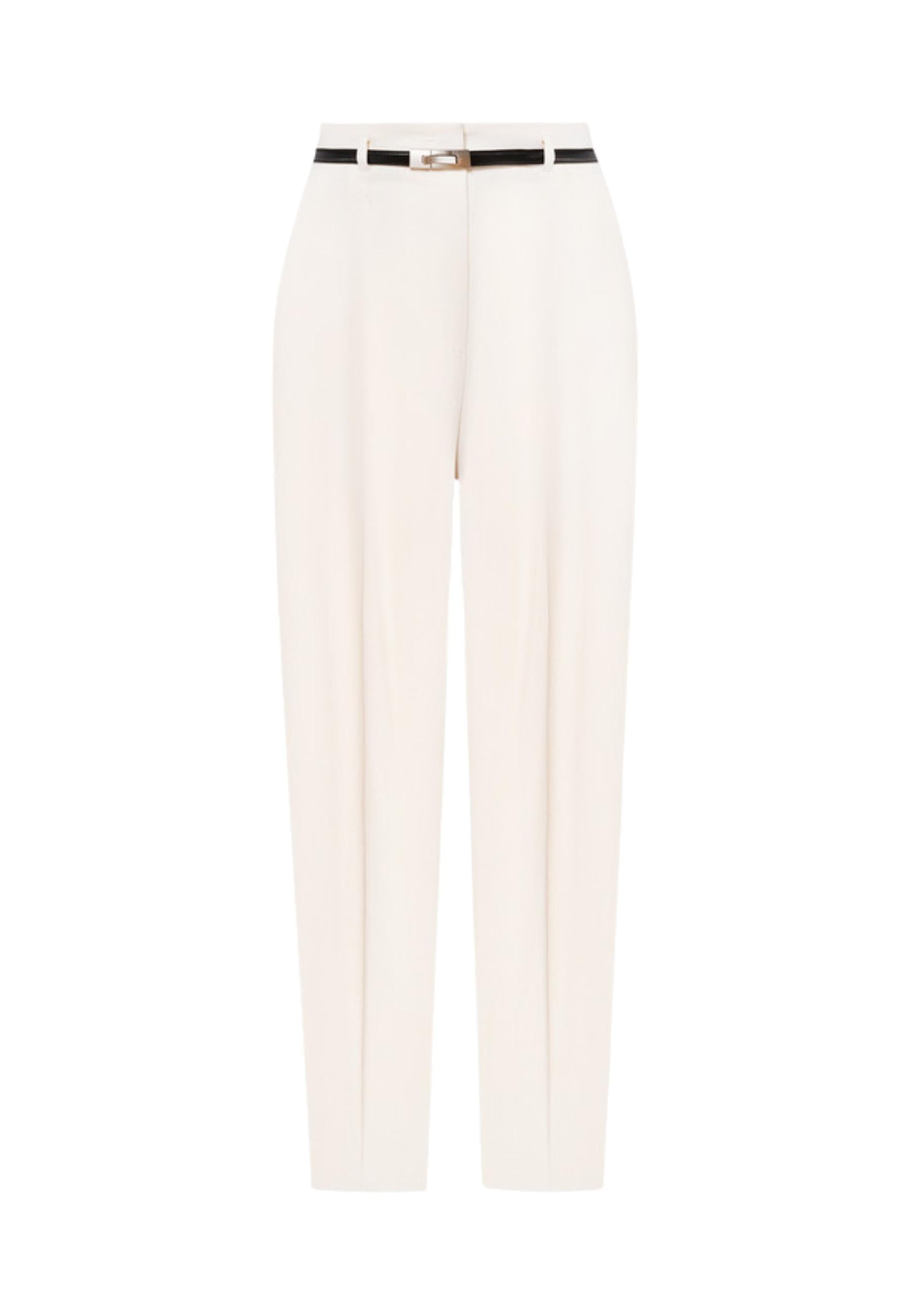 Max Mara Pantaloni Briose Donna in Lana Bianca con Pinces 