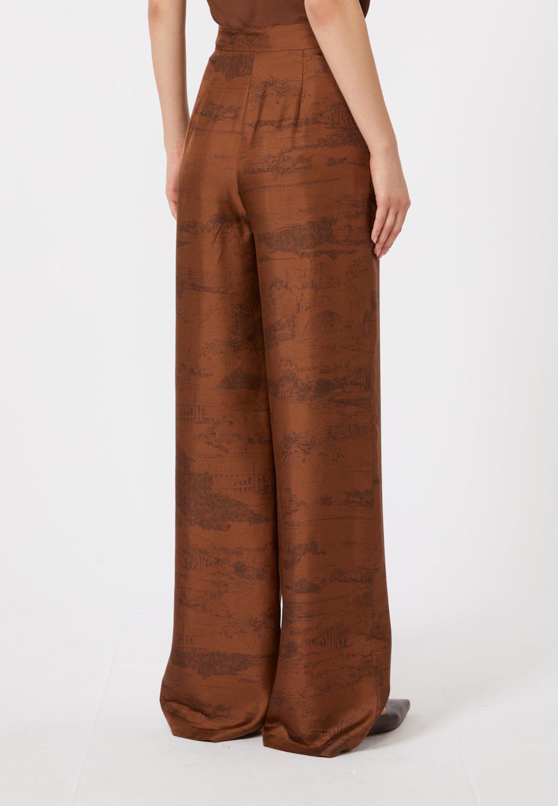 Max Mara Studio - Pantalone cropped in seta con stampa foulard 
