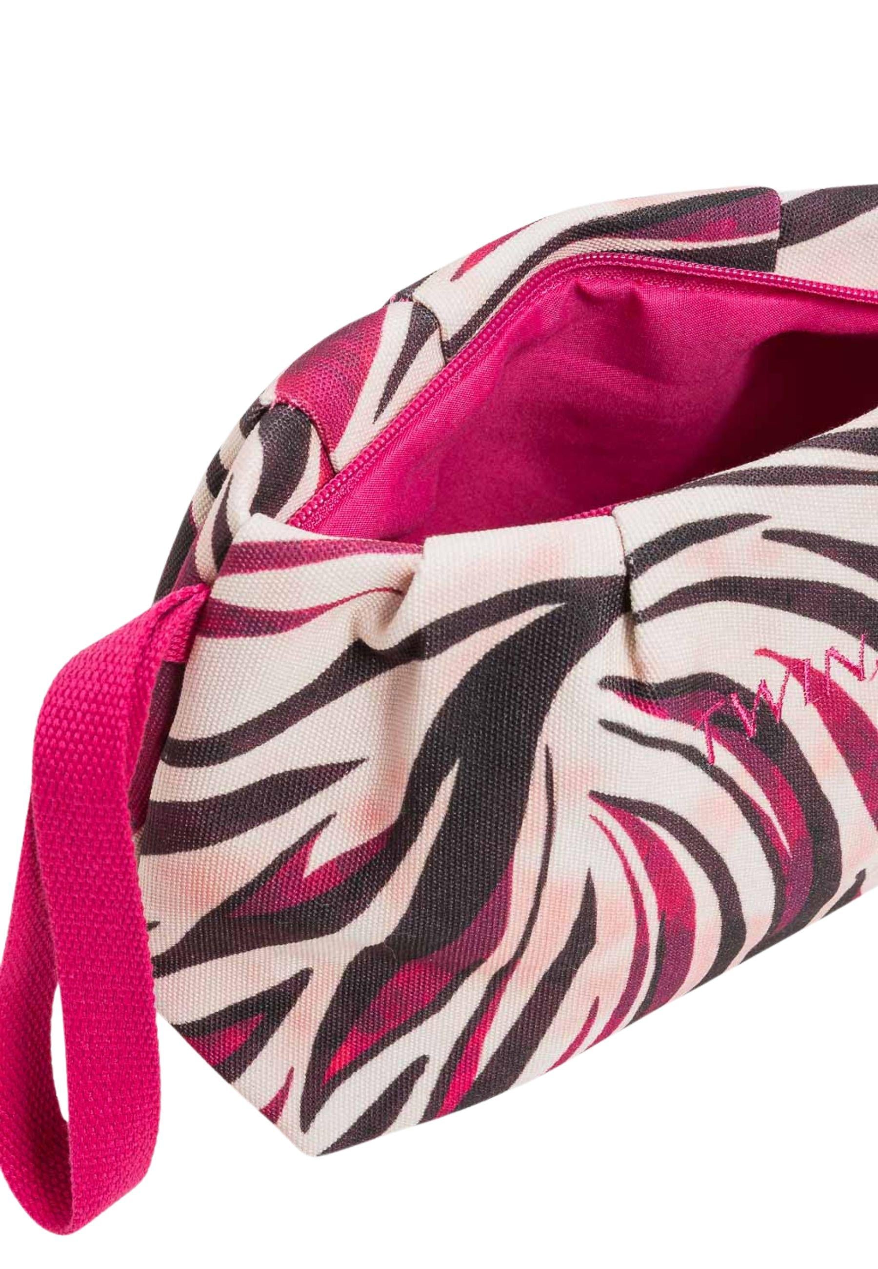 Pochette Zebra in Canvas di Cotone con Zip 
