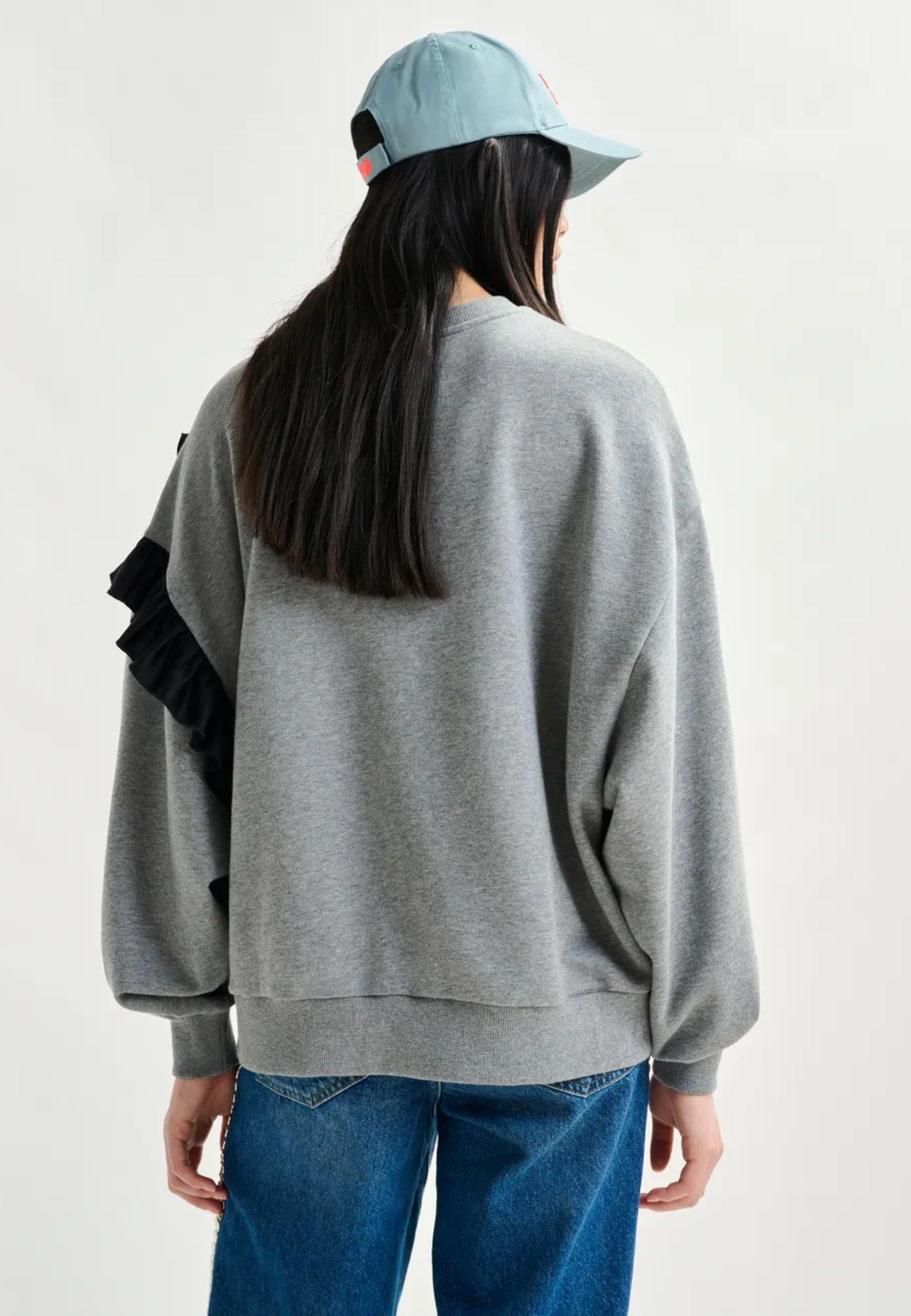 Essentiel Antwerp - Felpa grigia con dettaglio ruffle 