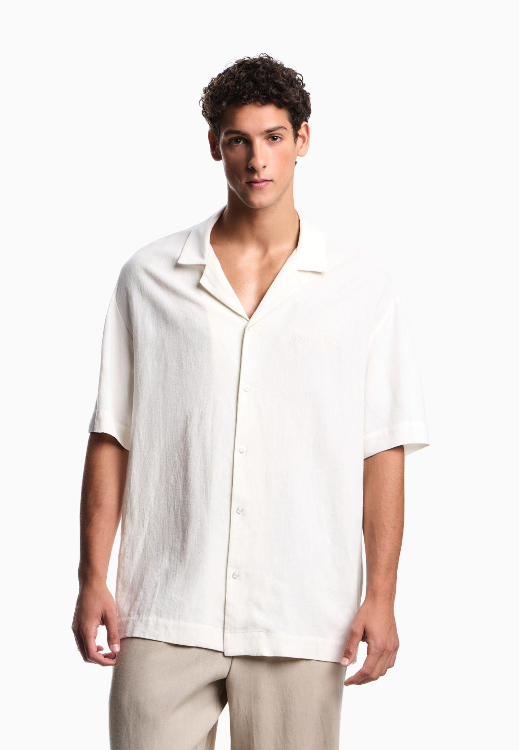 EMPORIO ARMANI - Camicia Beachwear in Misto Lino 