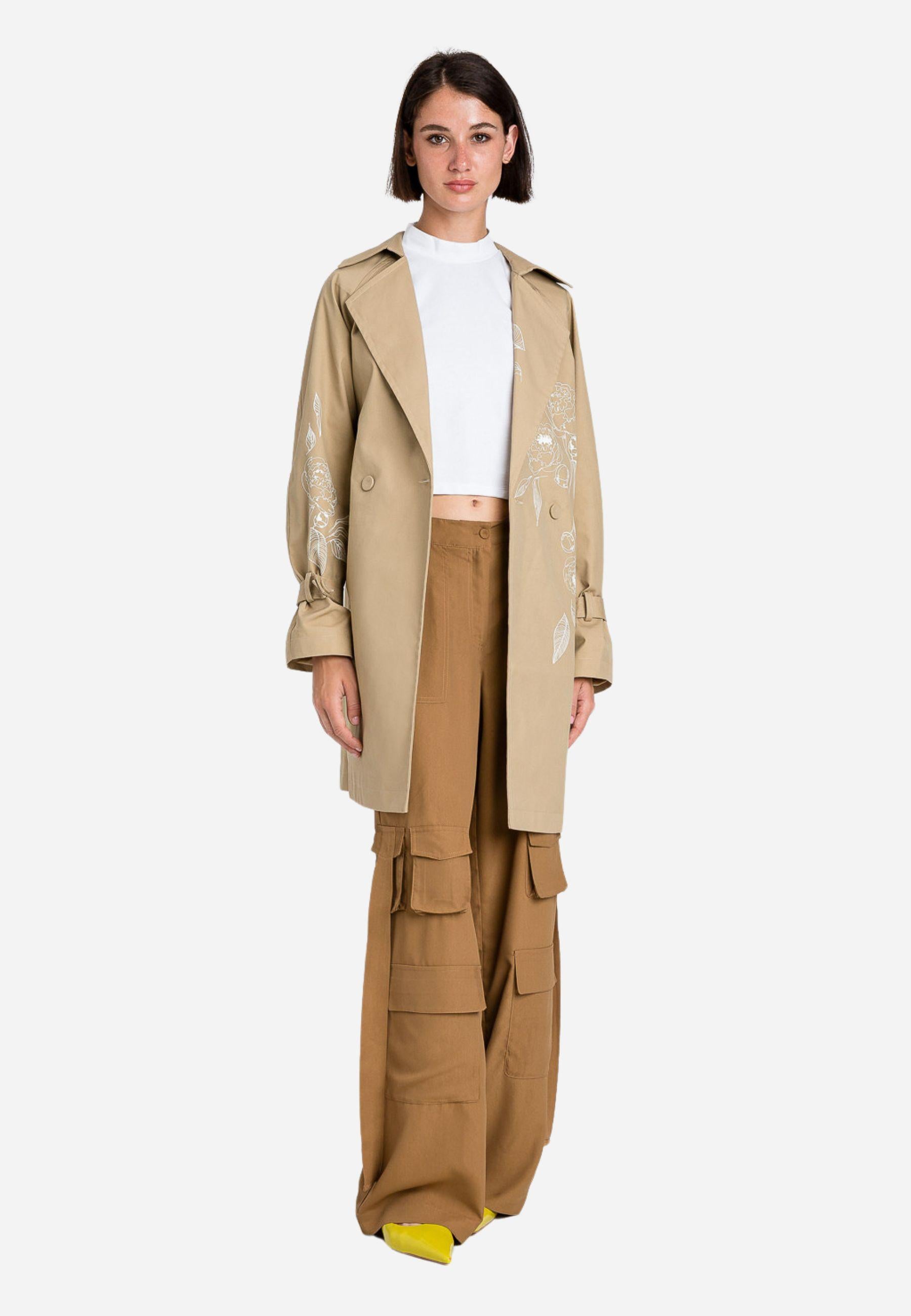 Pantaloni cargo in crêpe de Chine 