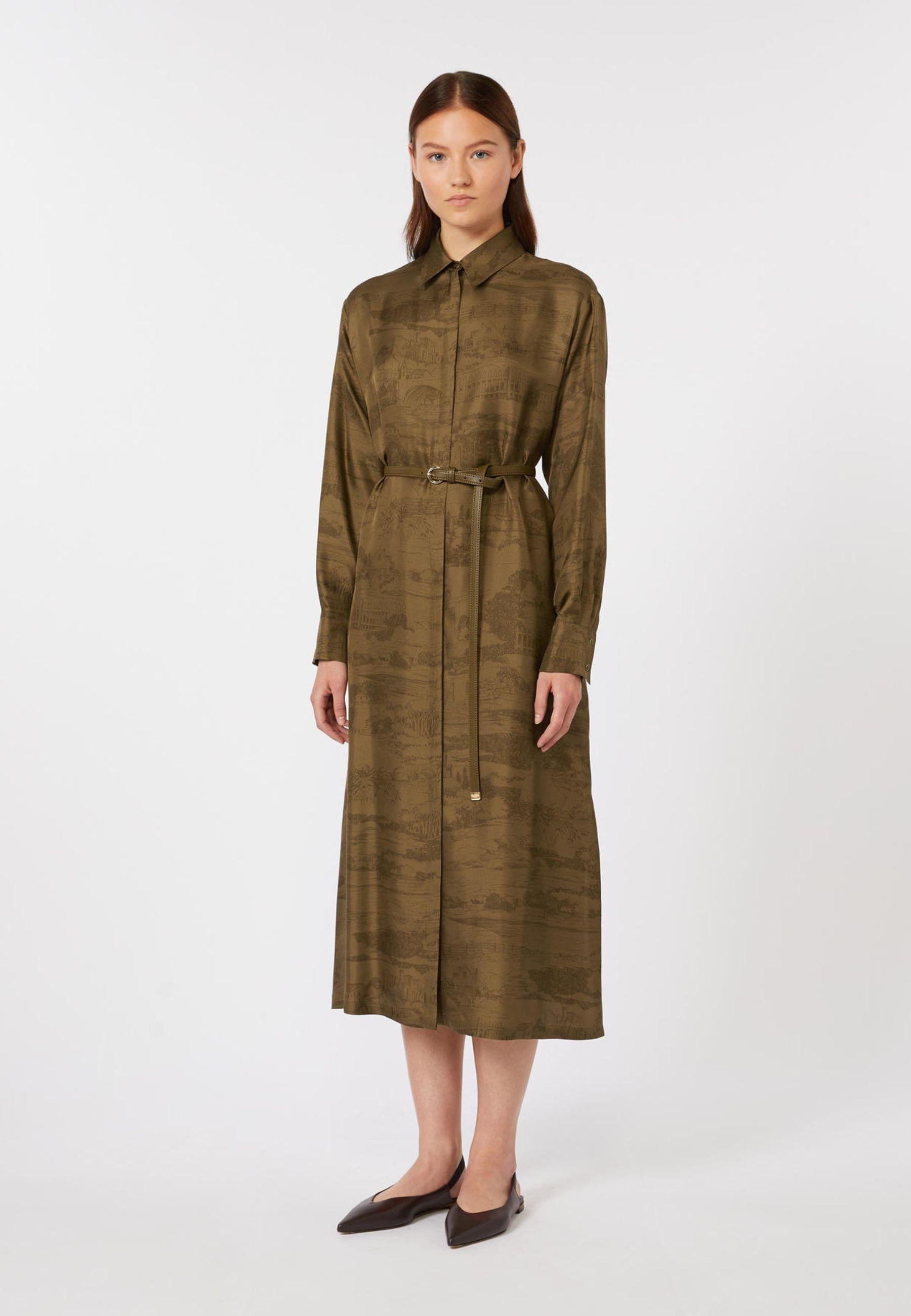 Max Mara Studio - Abito chemisier midi in seta con stampa all over 