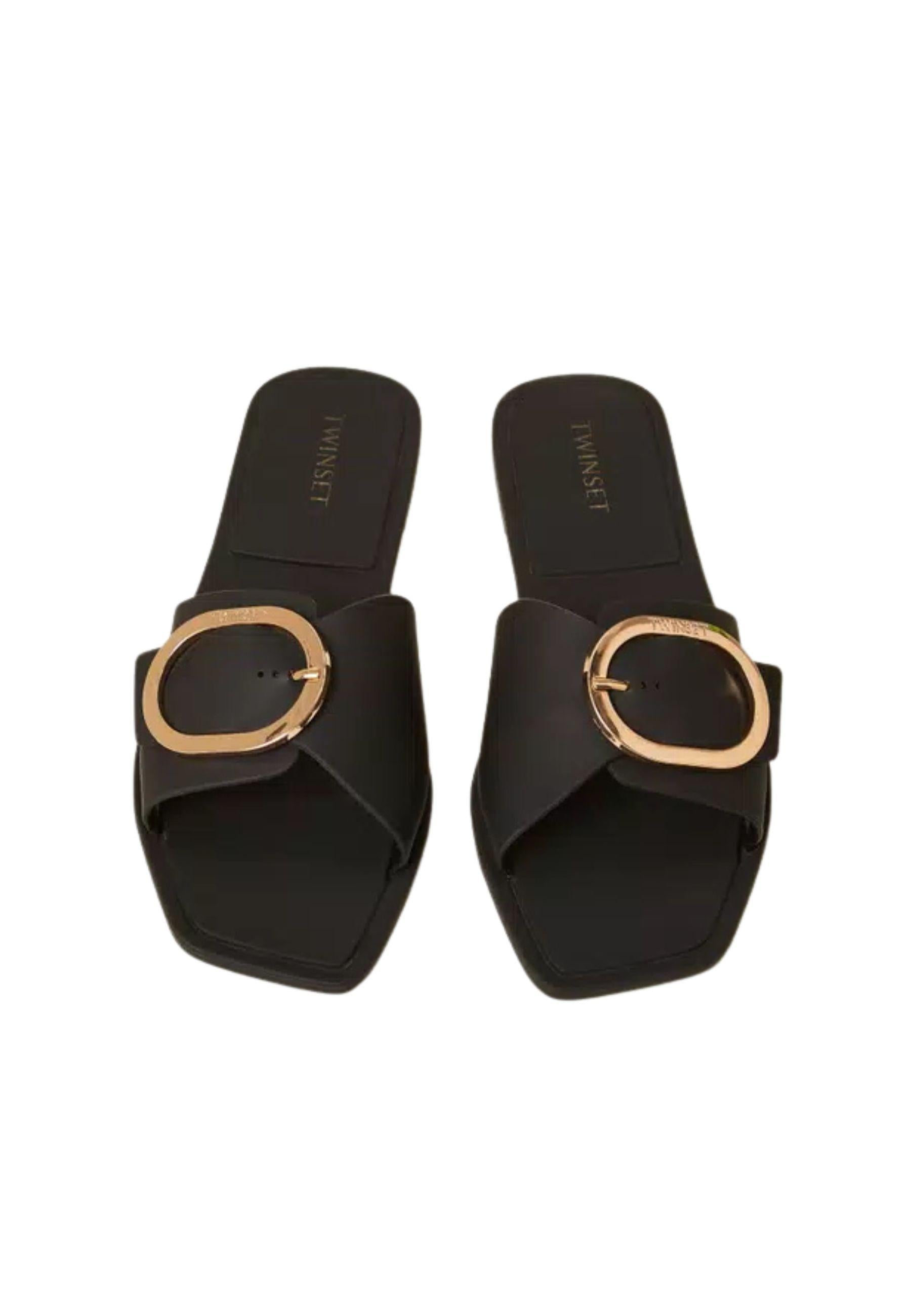 Sandali Slide con Fibbia Logo in Metallo 