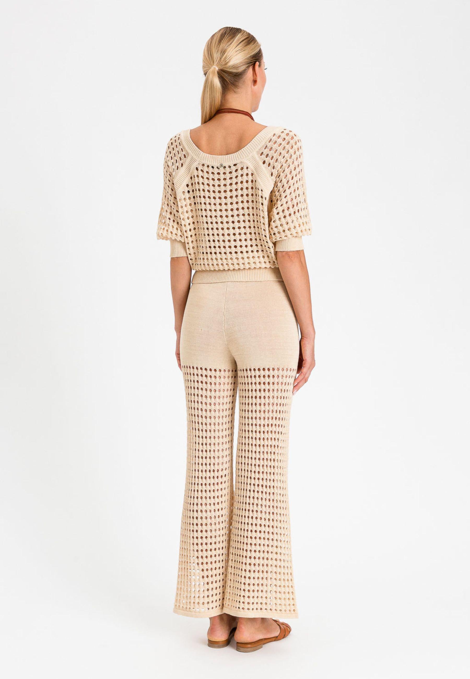 Twinset Maglia Traforata in Cotone Blend - Giallo Chiaro 