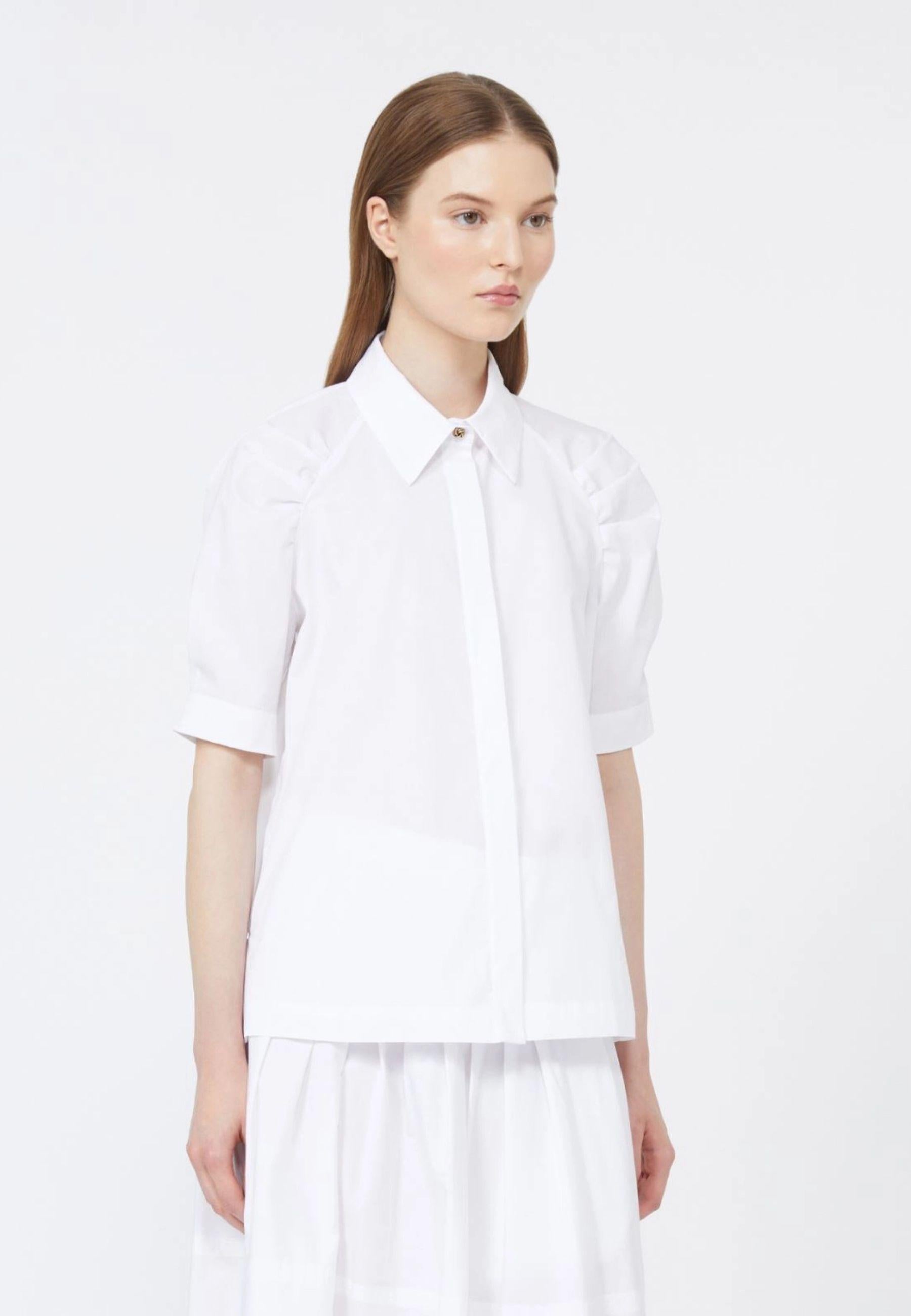 Max Mara - Camicia in popeline di cotone bianco ottico 