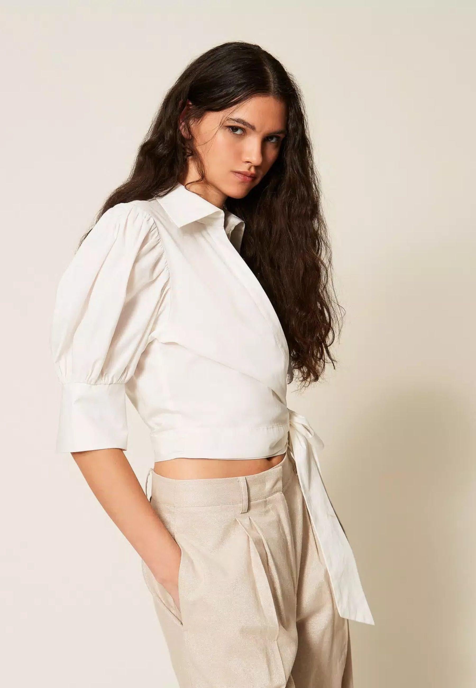 Actitude Camicia a Portafoglio in Popeline di Cotone Stretch 