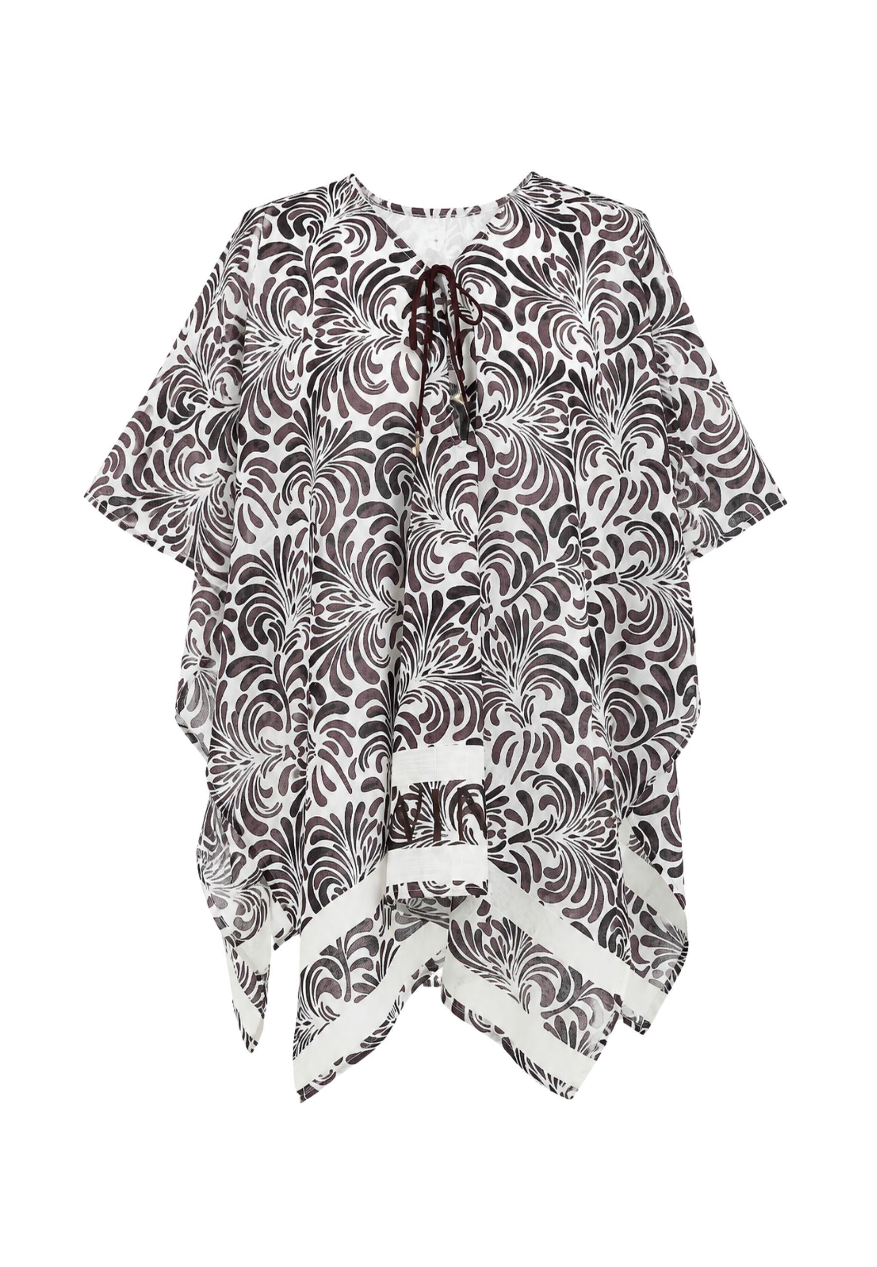Copricostume poncho da spiaggia donna con stampa botanica 