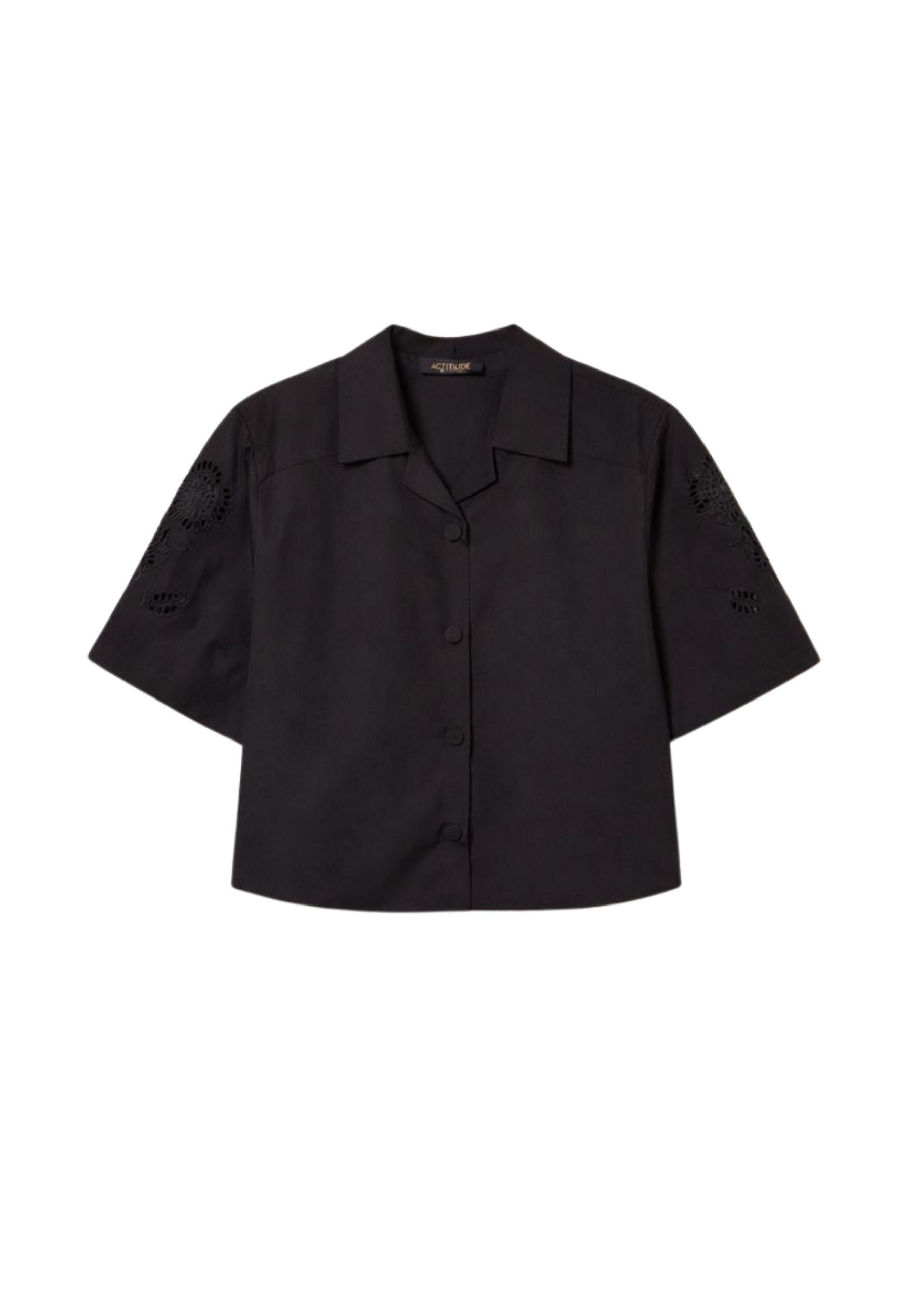 ACTITUDE Revive - Camicia cropped in popeline con ricamo 