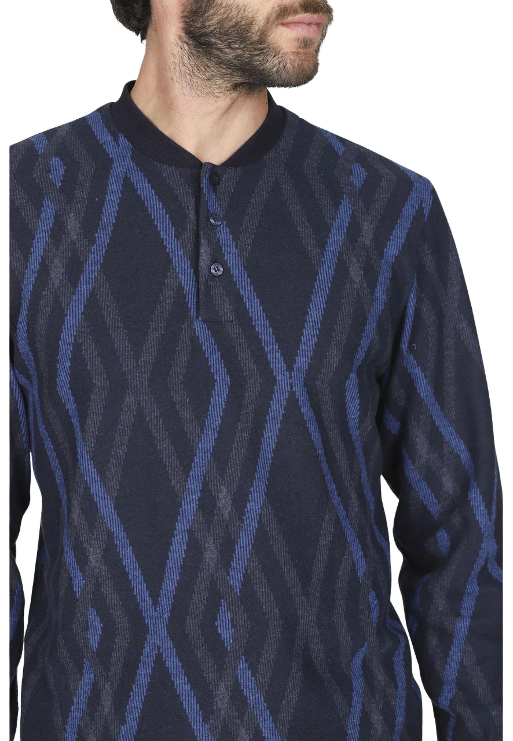 Pigiama serafino in confortevole jacquard di cotone a rombi 