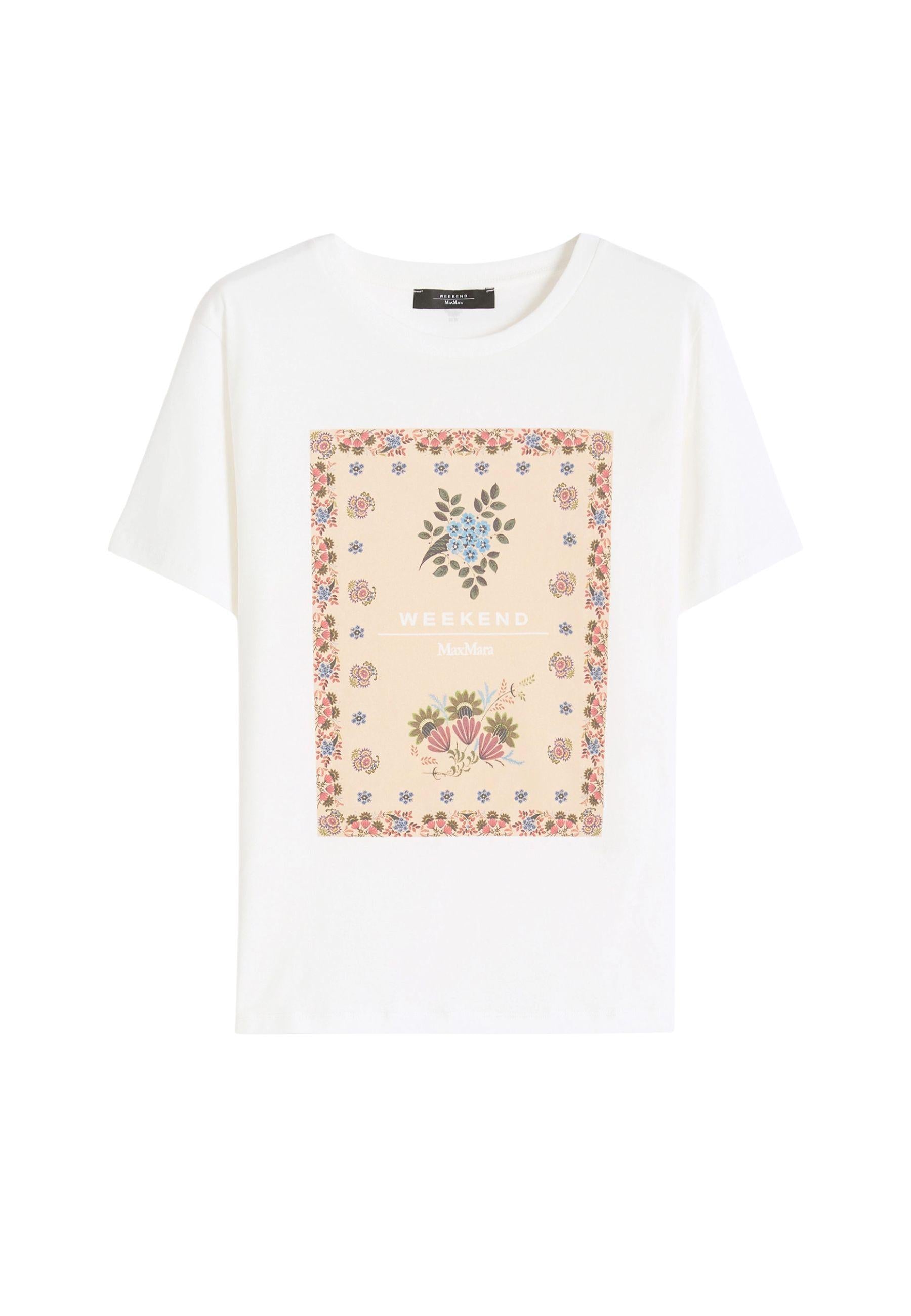 T-shirt in jersey di cotone con stampa frontale 