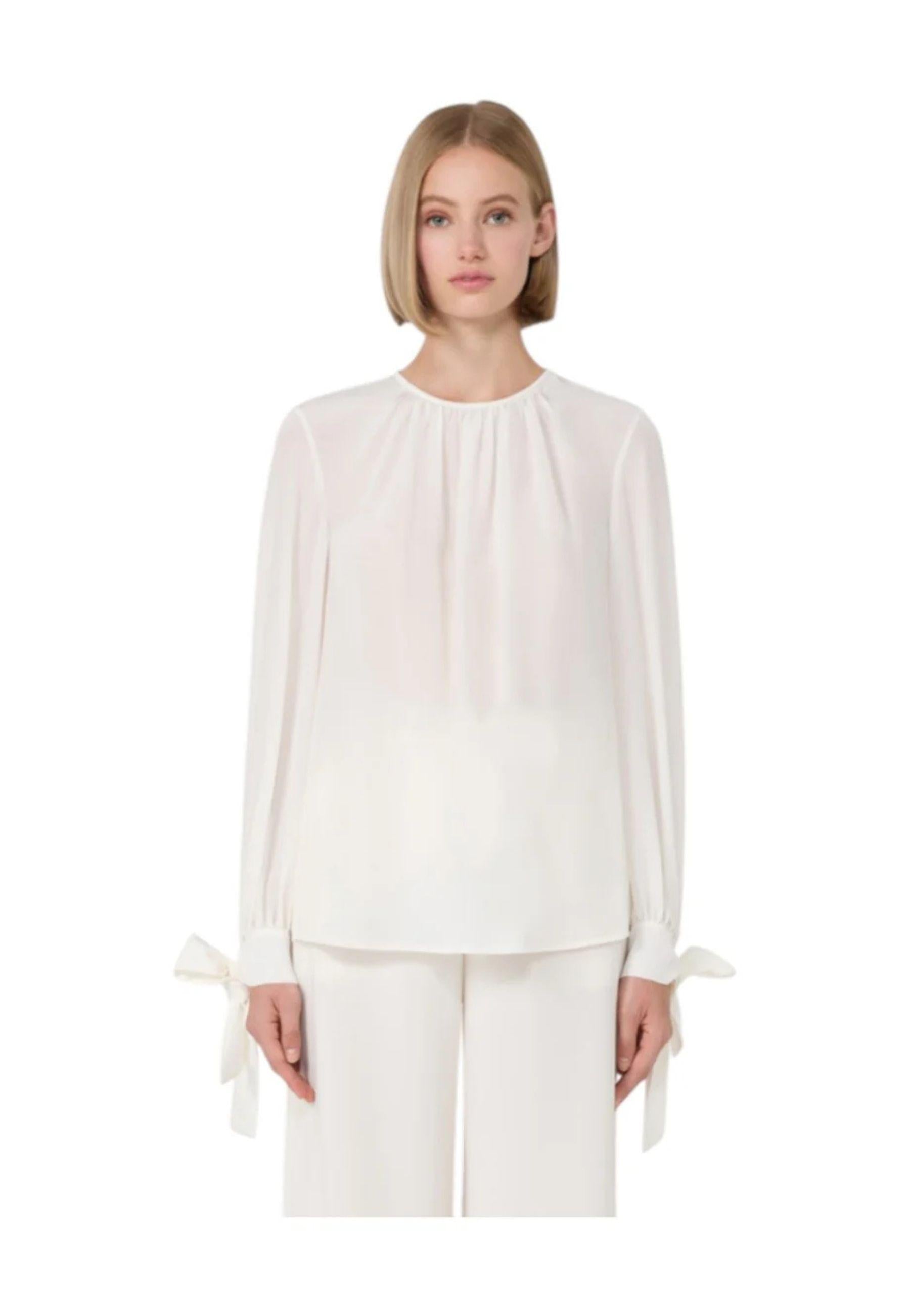 Max Mara Studio - Blusa EDOTTO in seta con fiocco ai polsi 
