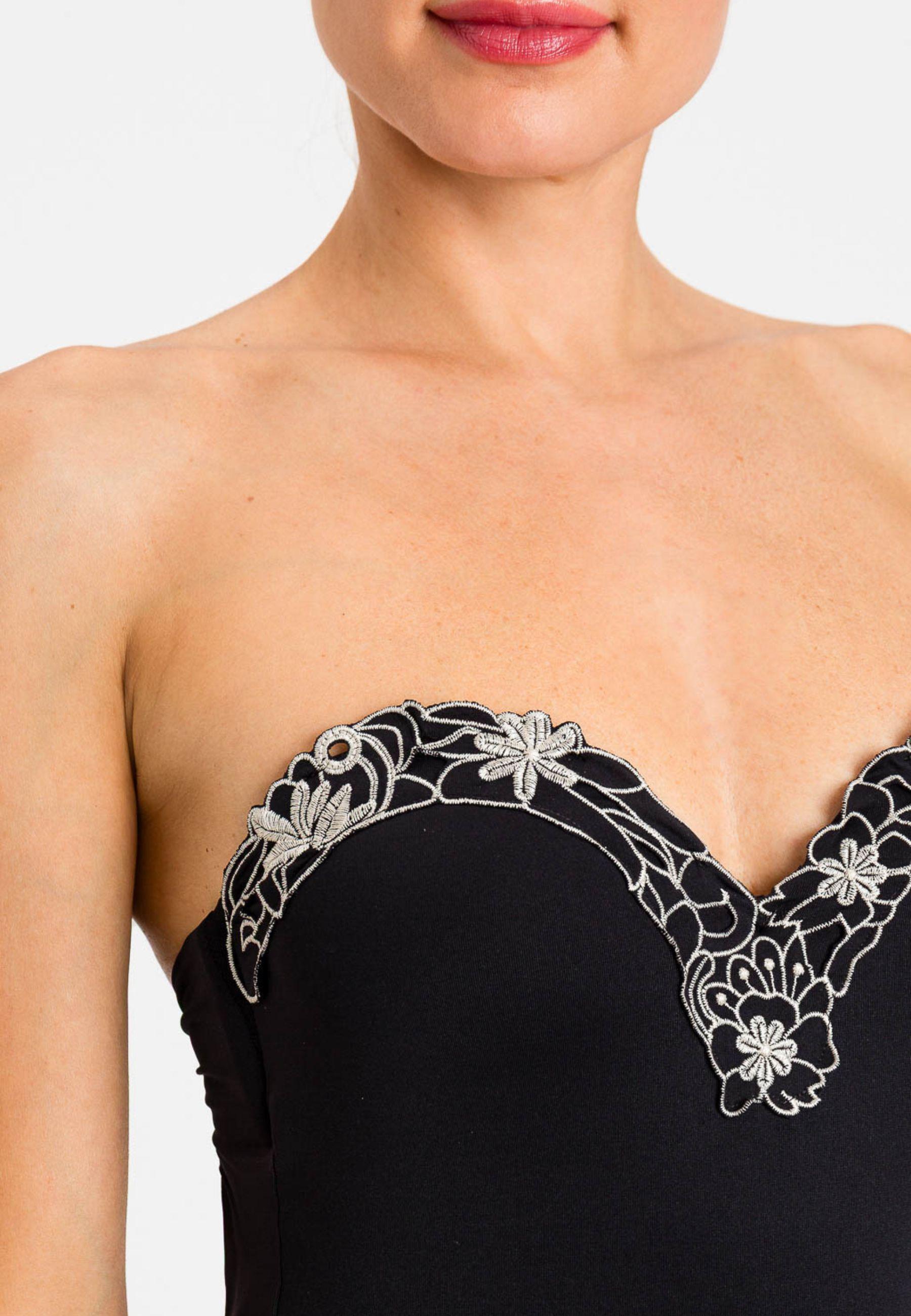 Costume Intero Twinset Nero con Ricamo Floreale 