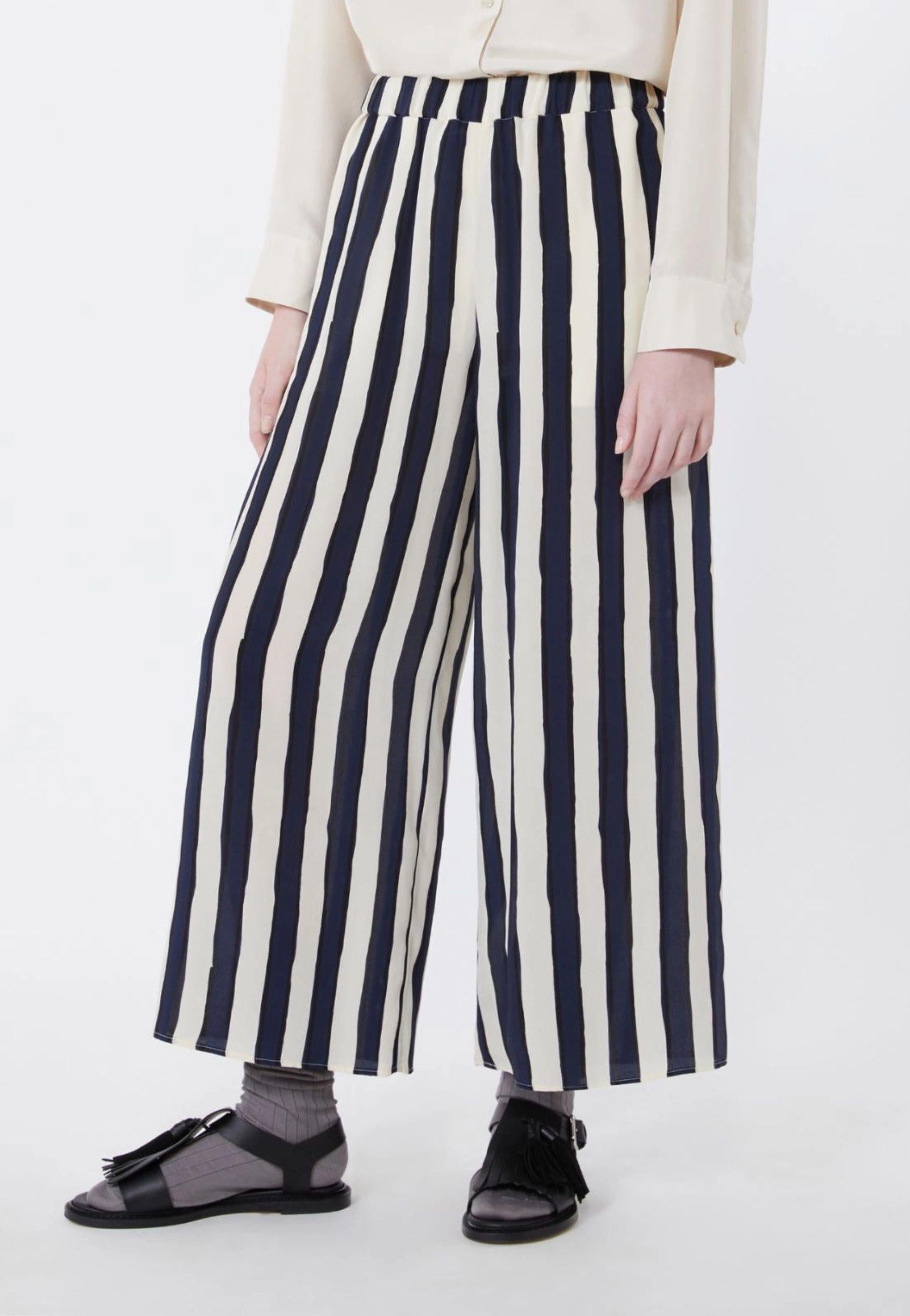 Pantalone in crêpe de Chine stampata - BLU 