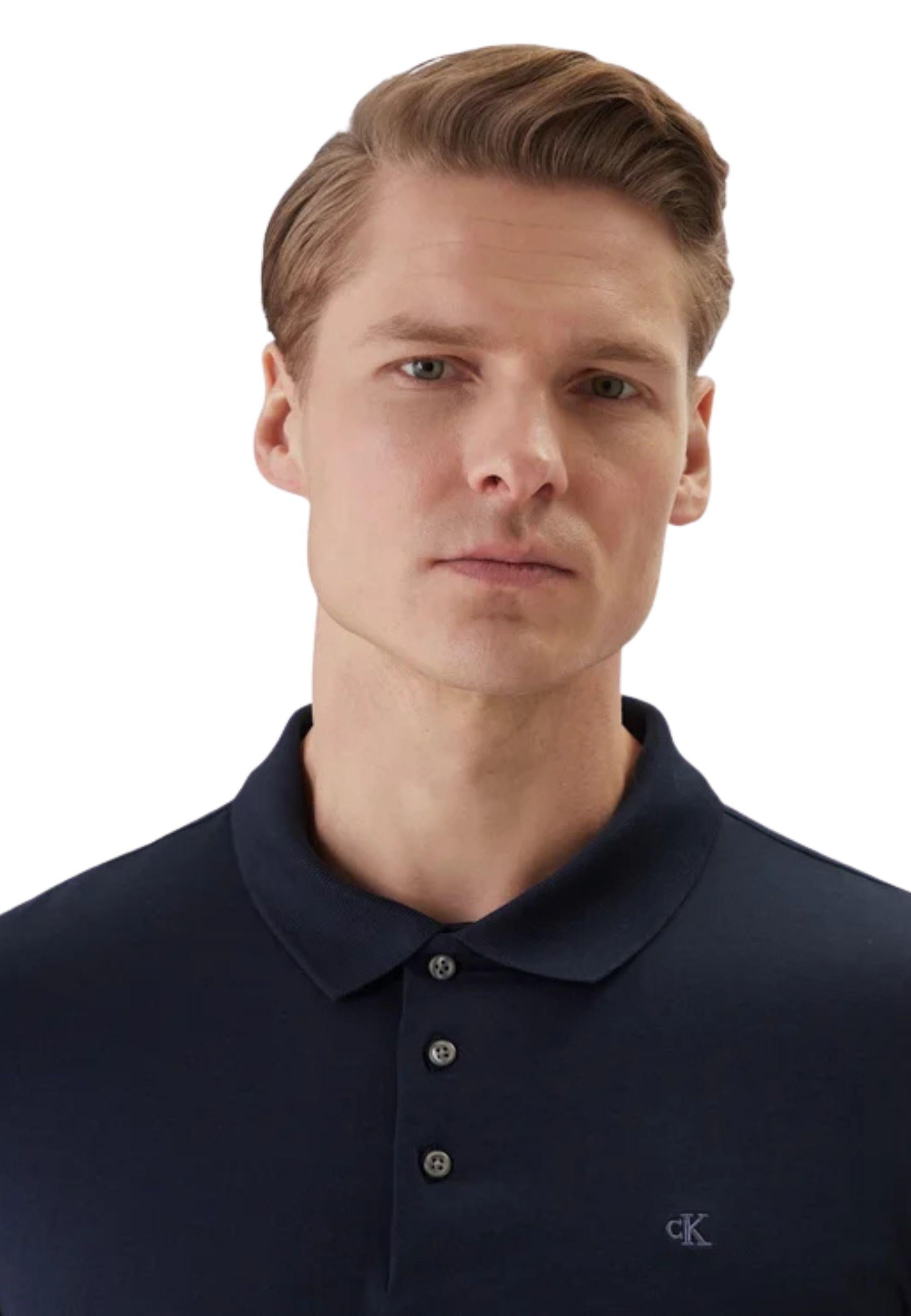 Polo Calvin Klein in cotone stretch - Blu navy 