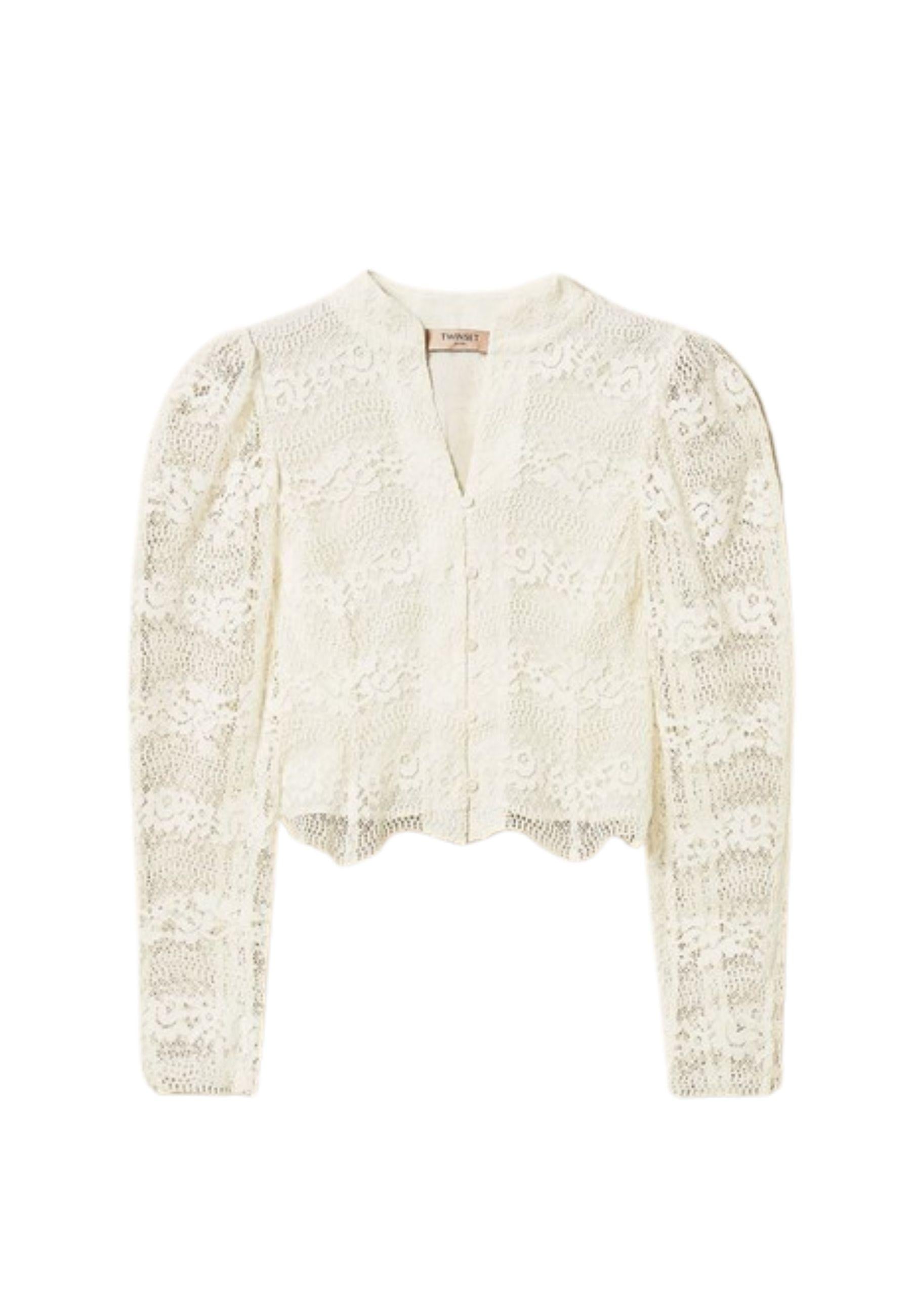 Camicia Twinset in viscosa con inserti in pizzo 