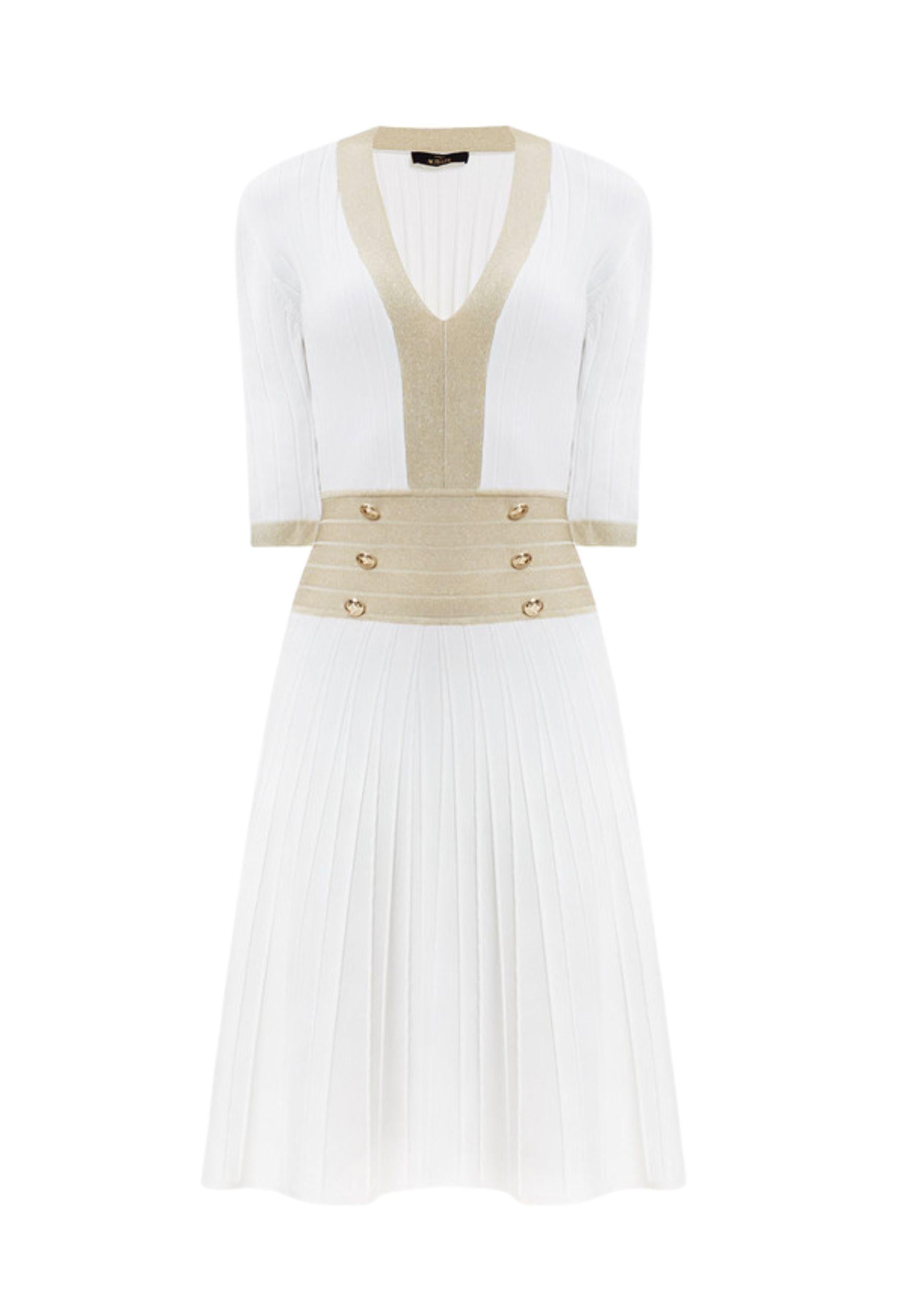 Abito bianco in maglia con lurex 