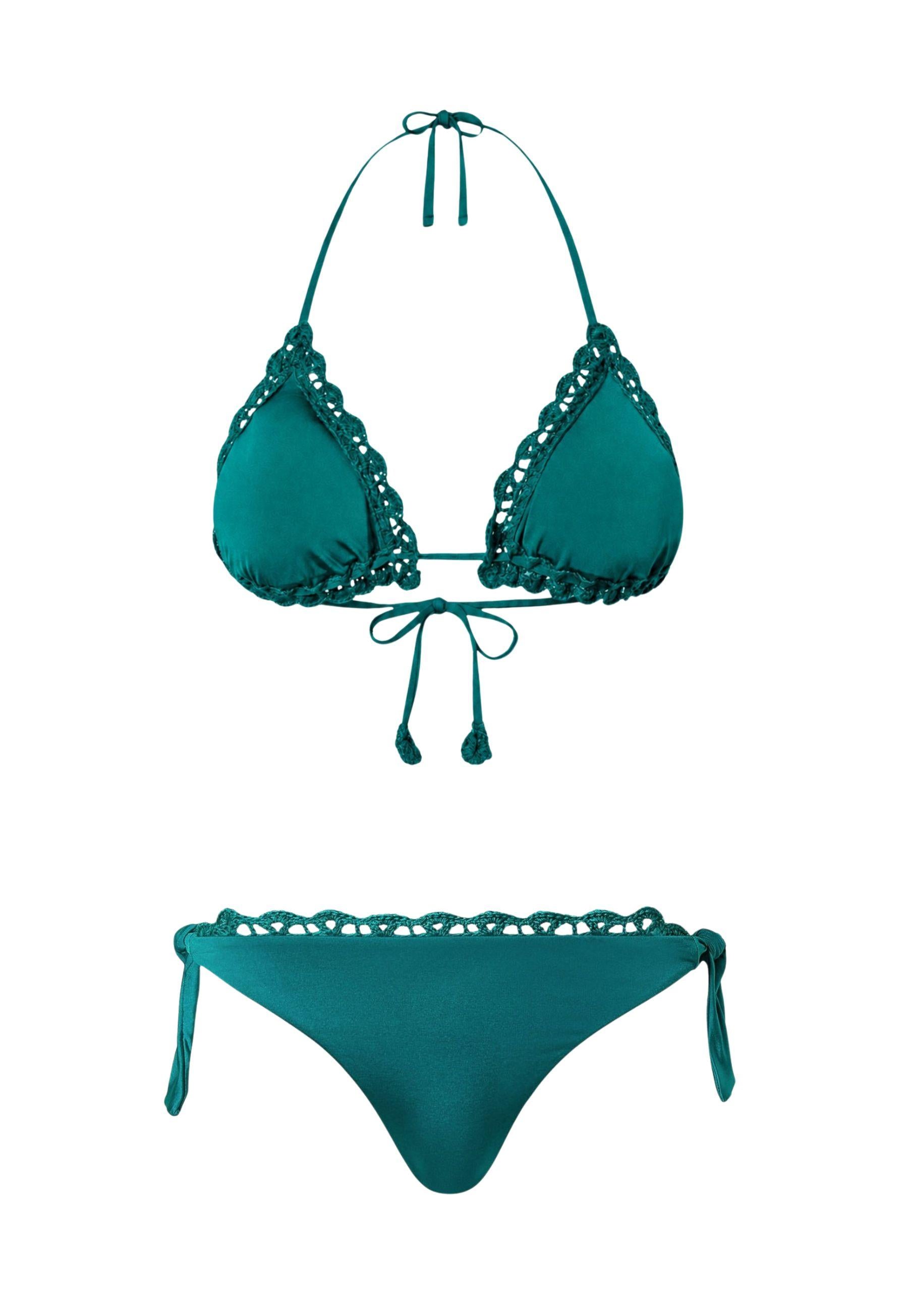 Bikini triangolo con crochet e tanga coordinato 