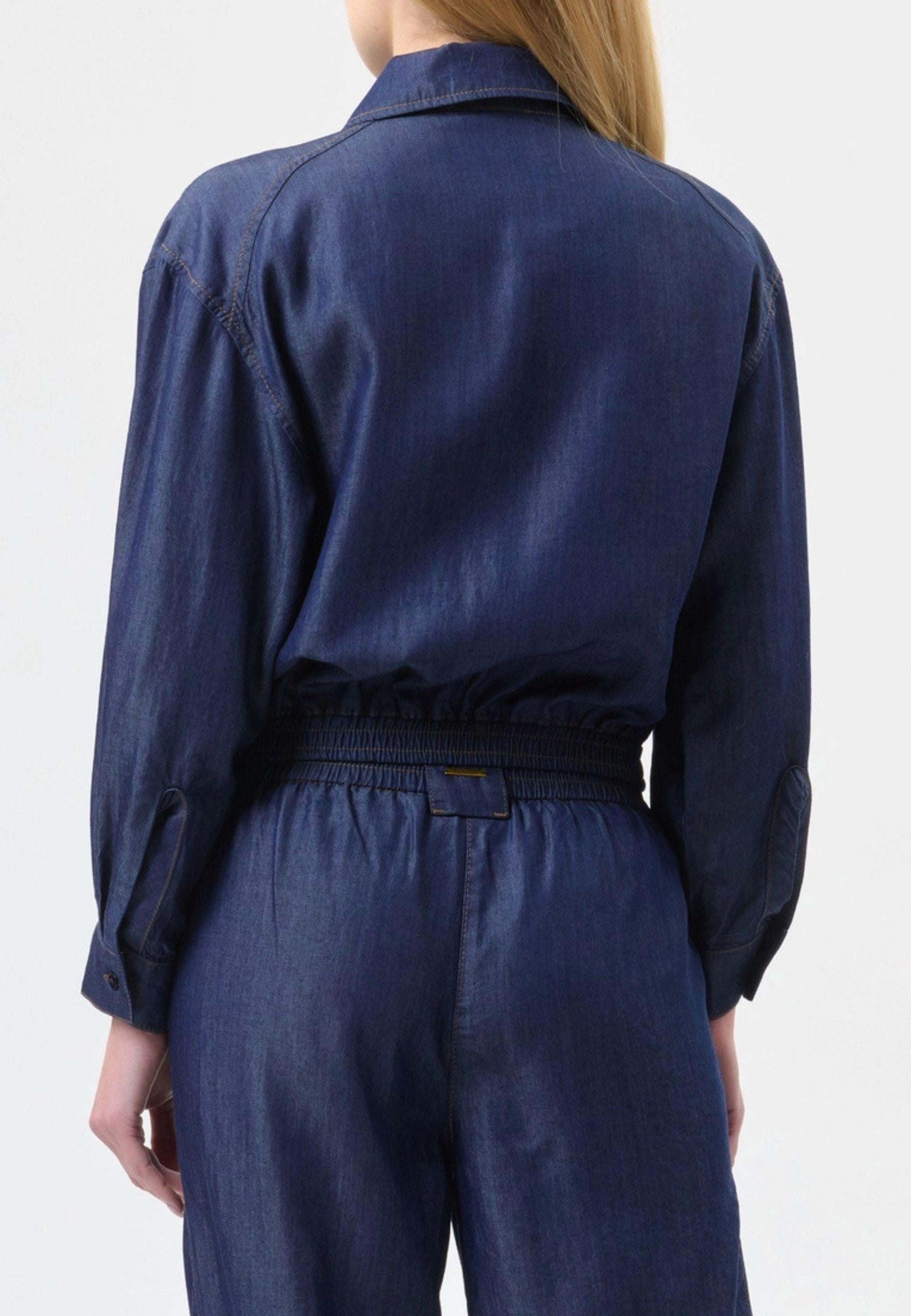 Giacca corta in chambray con zip 