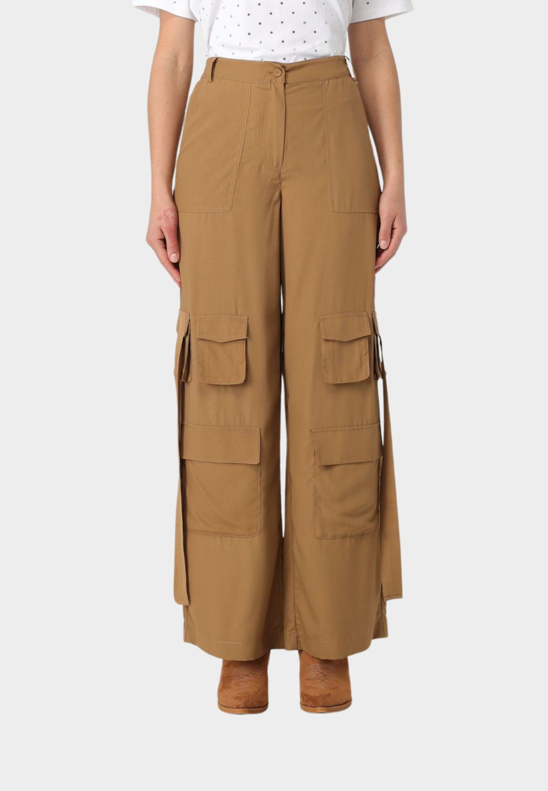 Pantaloni cargo in crêpe de Chine 