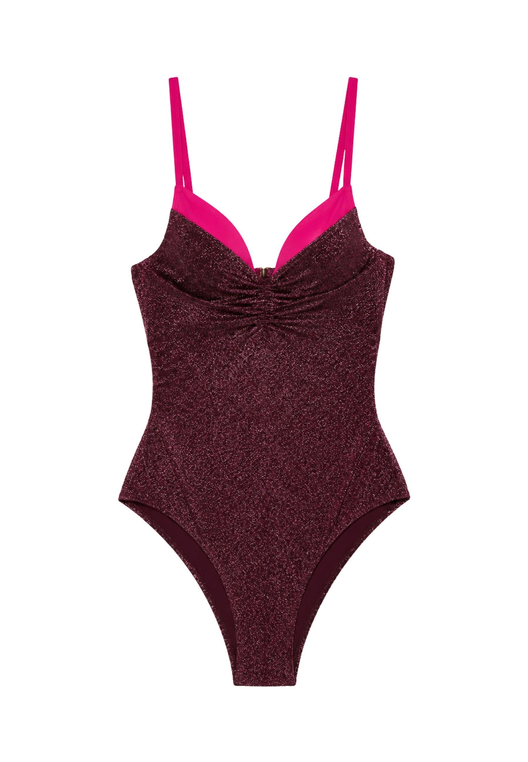 Costume intero nero glitter con scollo a cuore 