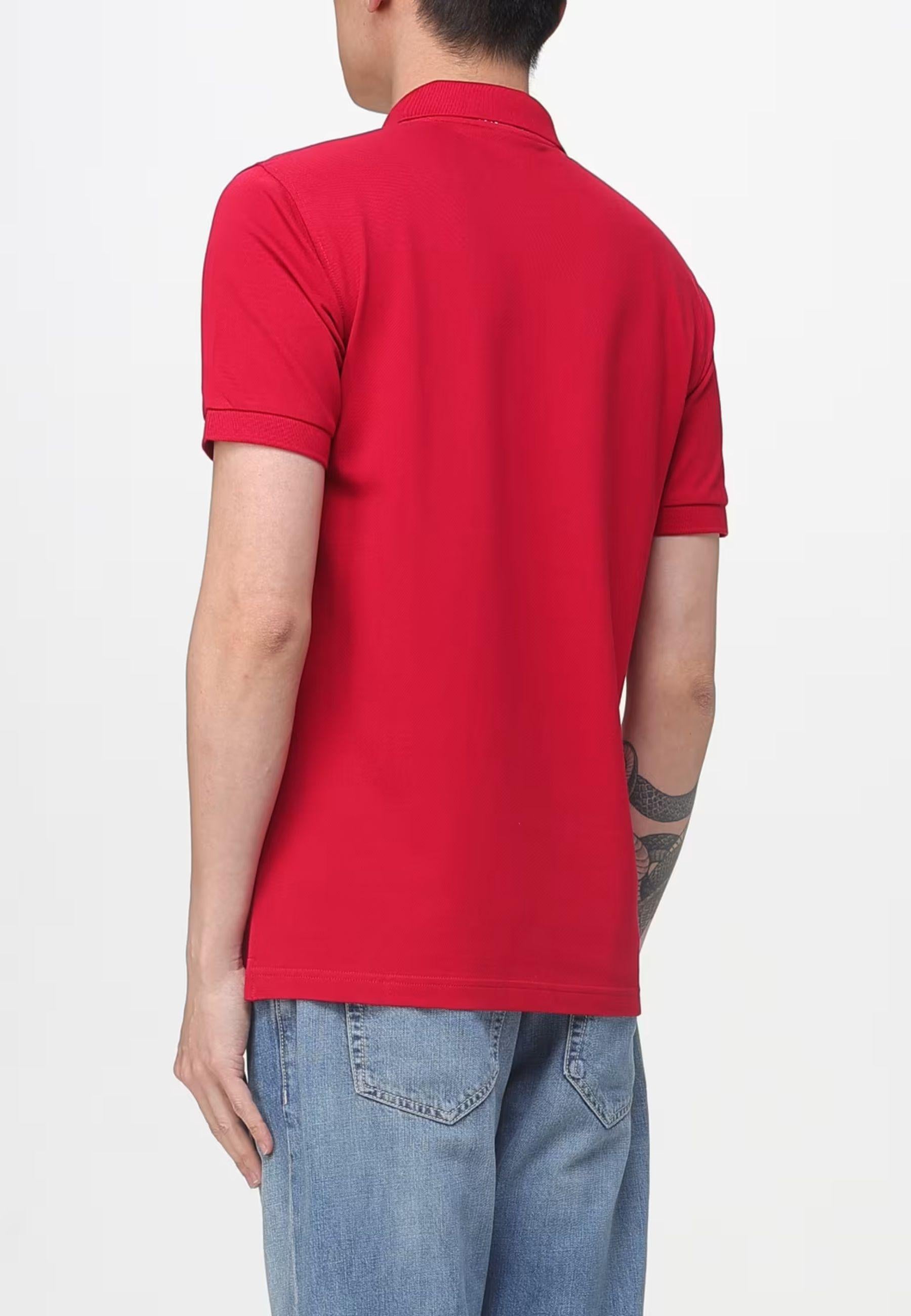 Polo con stampa paisley in cotone rosso 