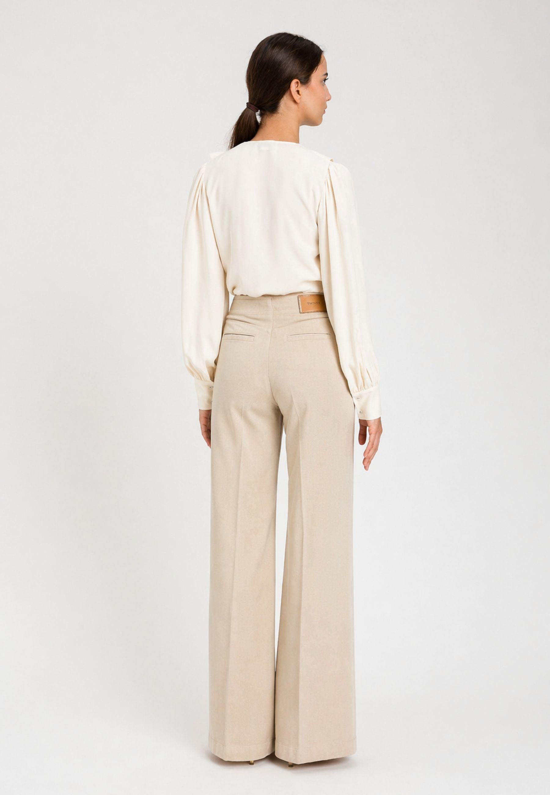 Pantalone wide leg in cotone 