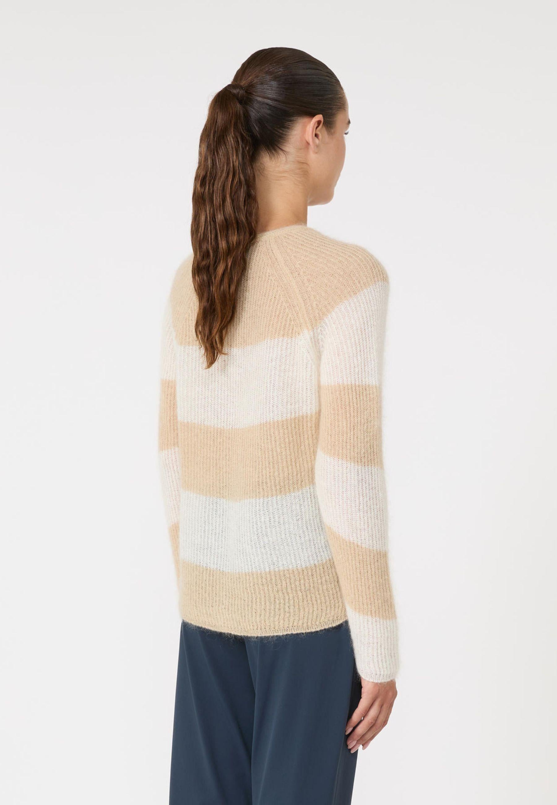 Max Mara MM - Maglia in mohair a righe con scollo a V 