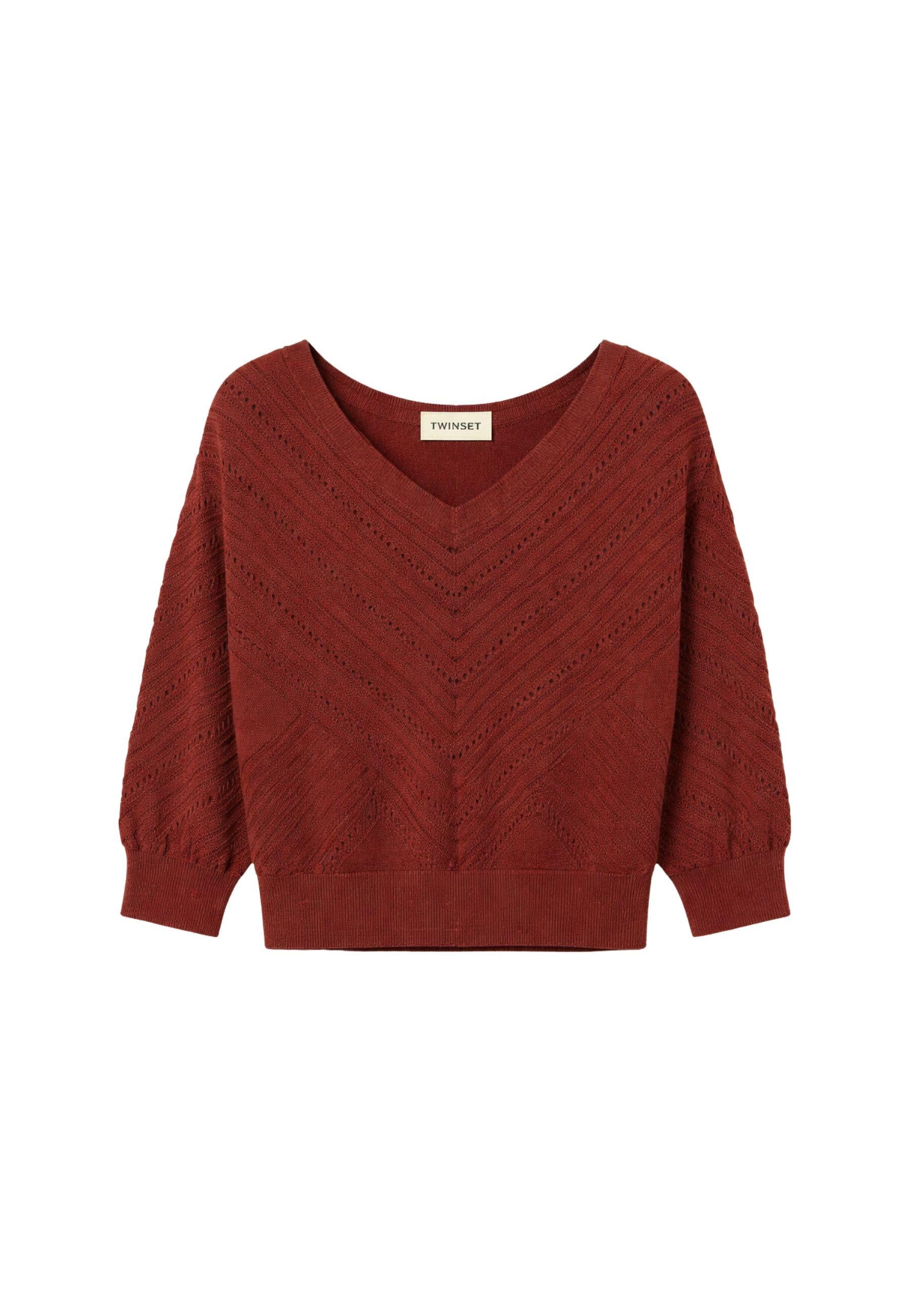 Actitude Maglia Chevron in Misto Viscosa con Lavorazione Punzonata 