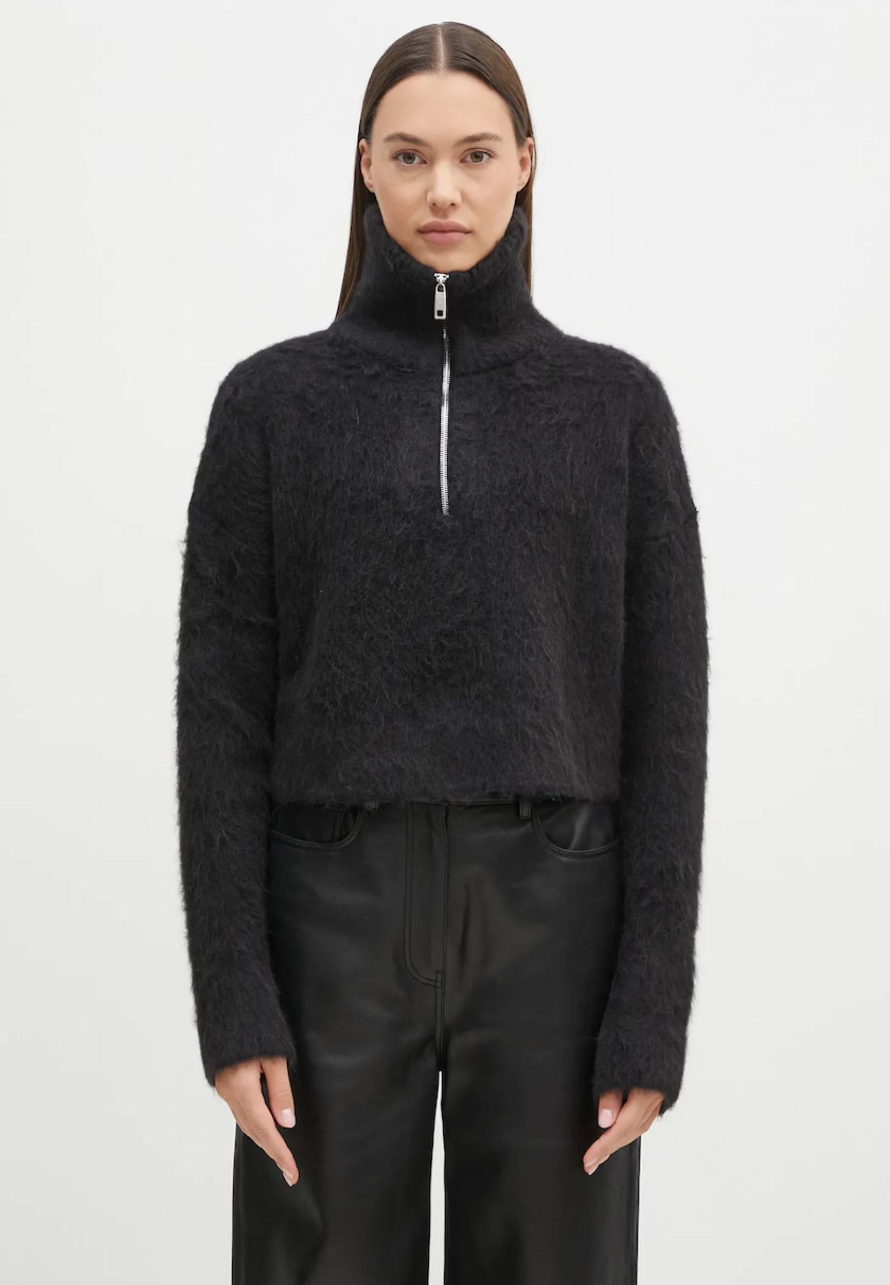 Sportmax - Maglia dolcevita in alpaca con zip 