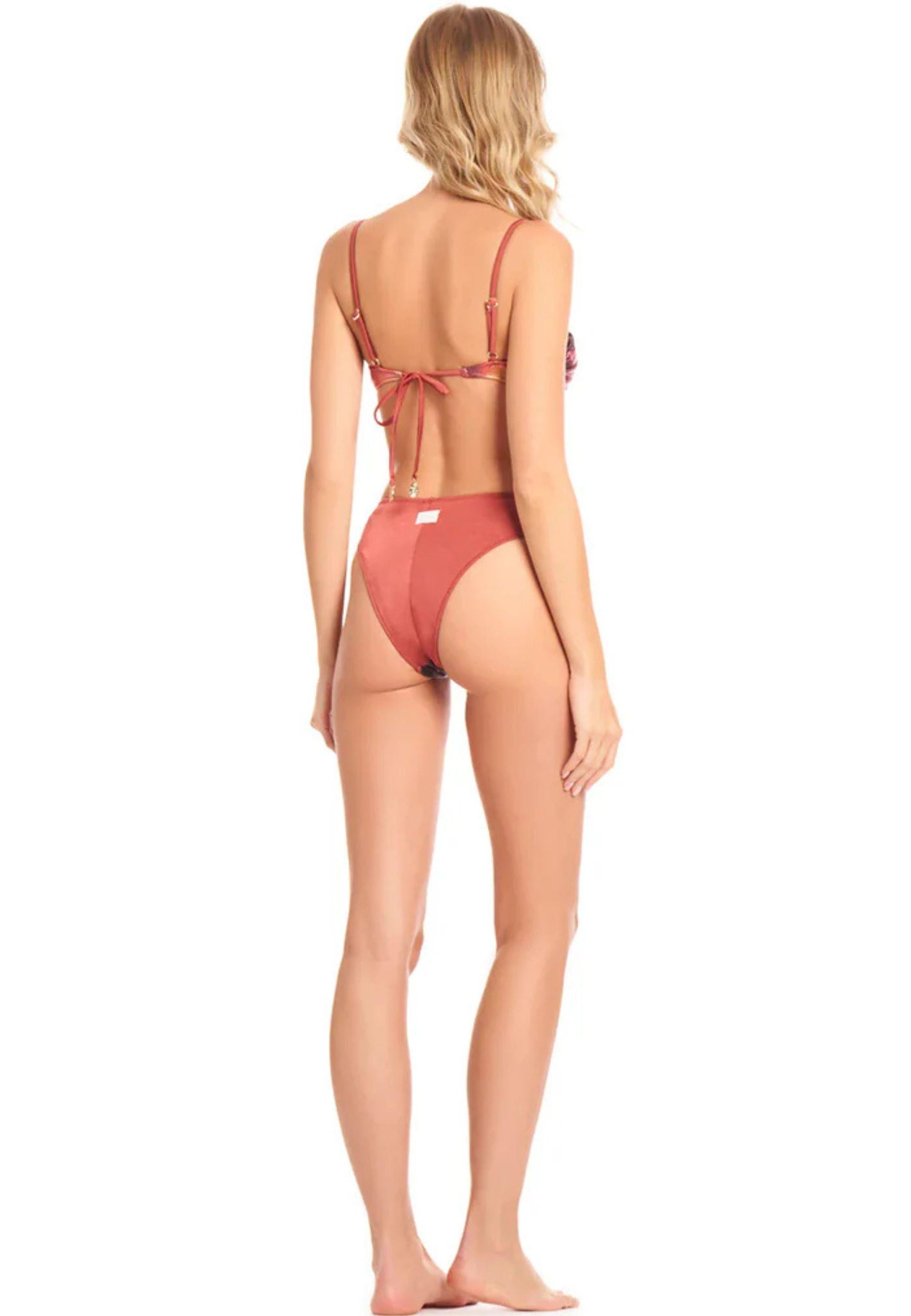 Bikini in lycra placcata effetto sfumato 