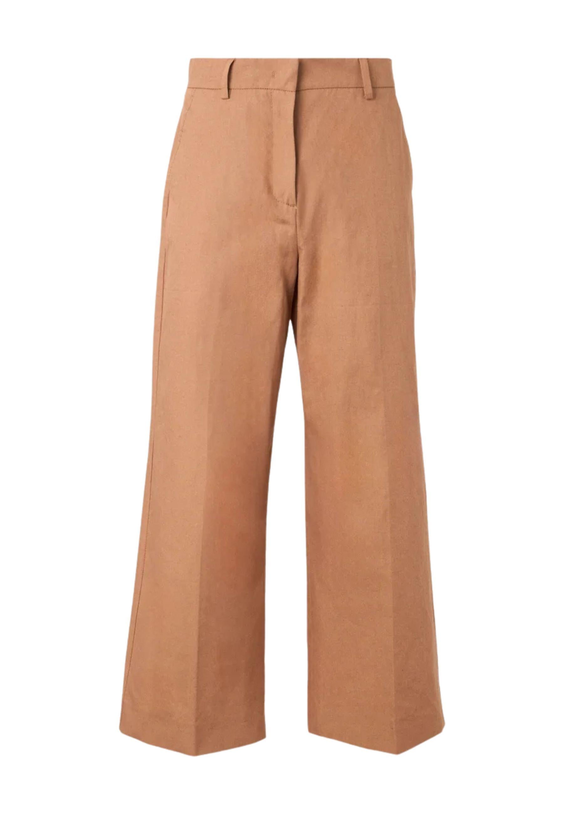 Pantaloni culotte in cotone e lino 