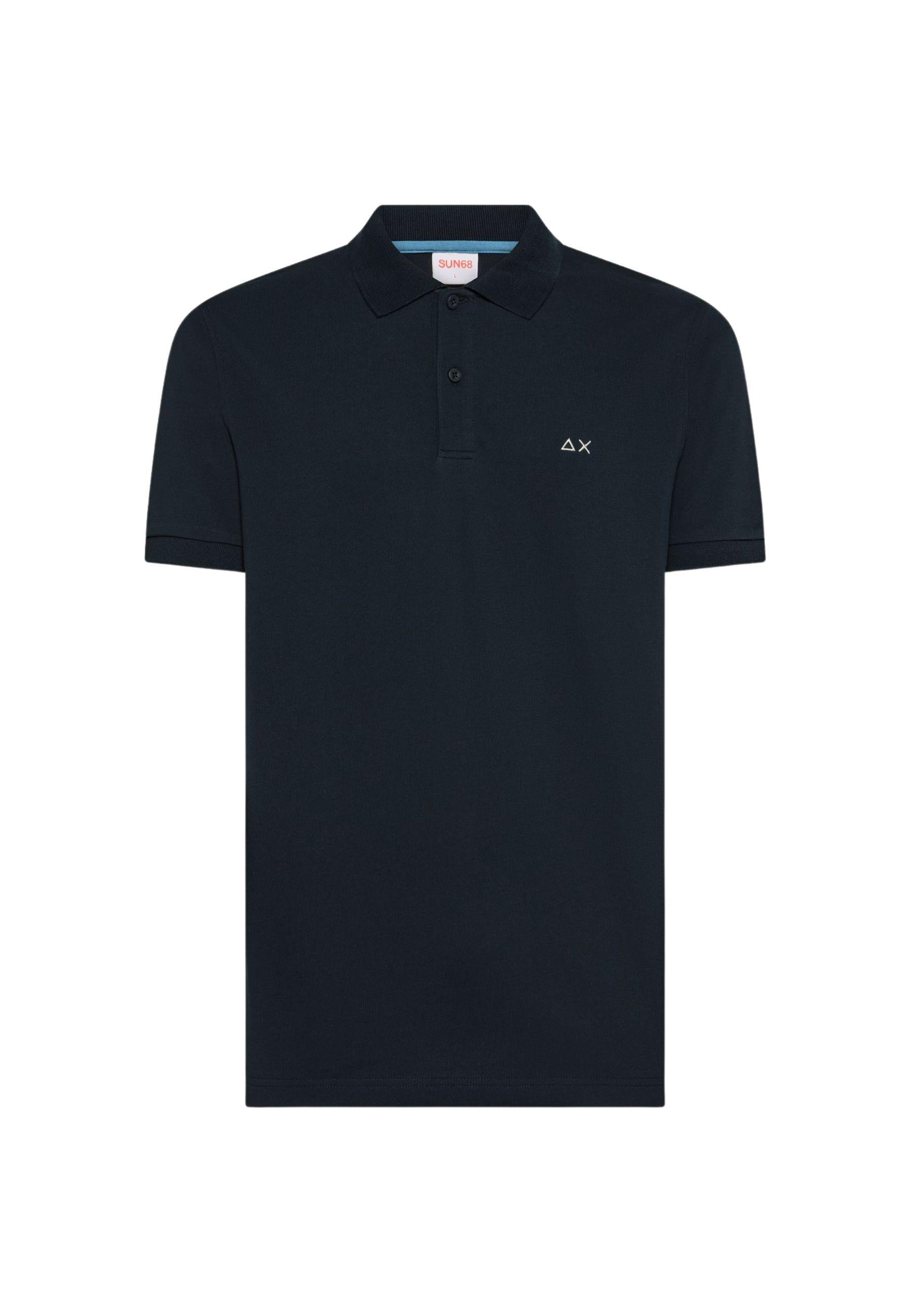 Polo in cotone blu navy con ricamo logo 