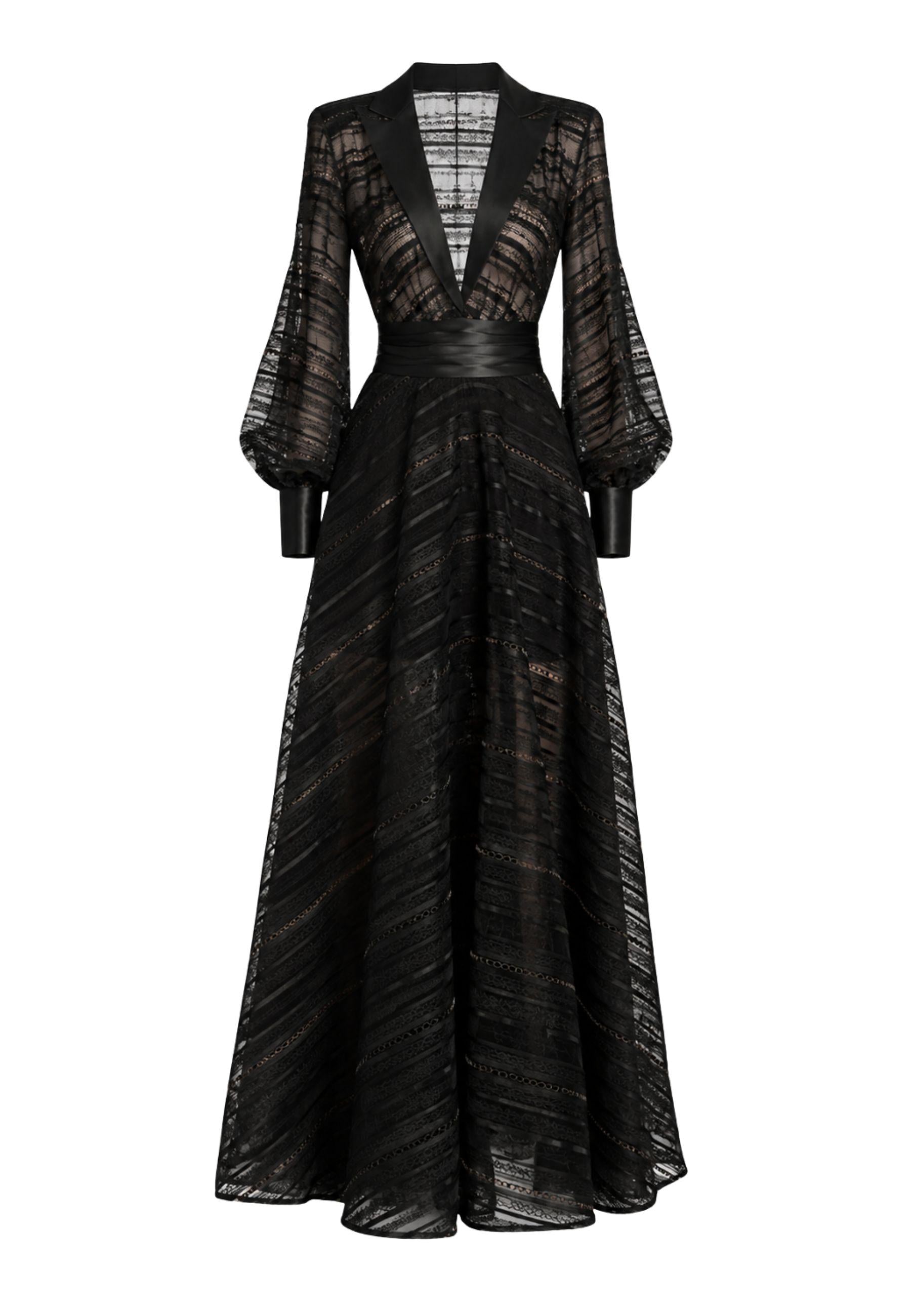 Abito Lungo Babylon in Pizzo Nero 
