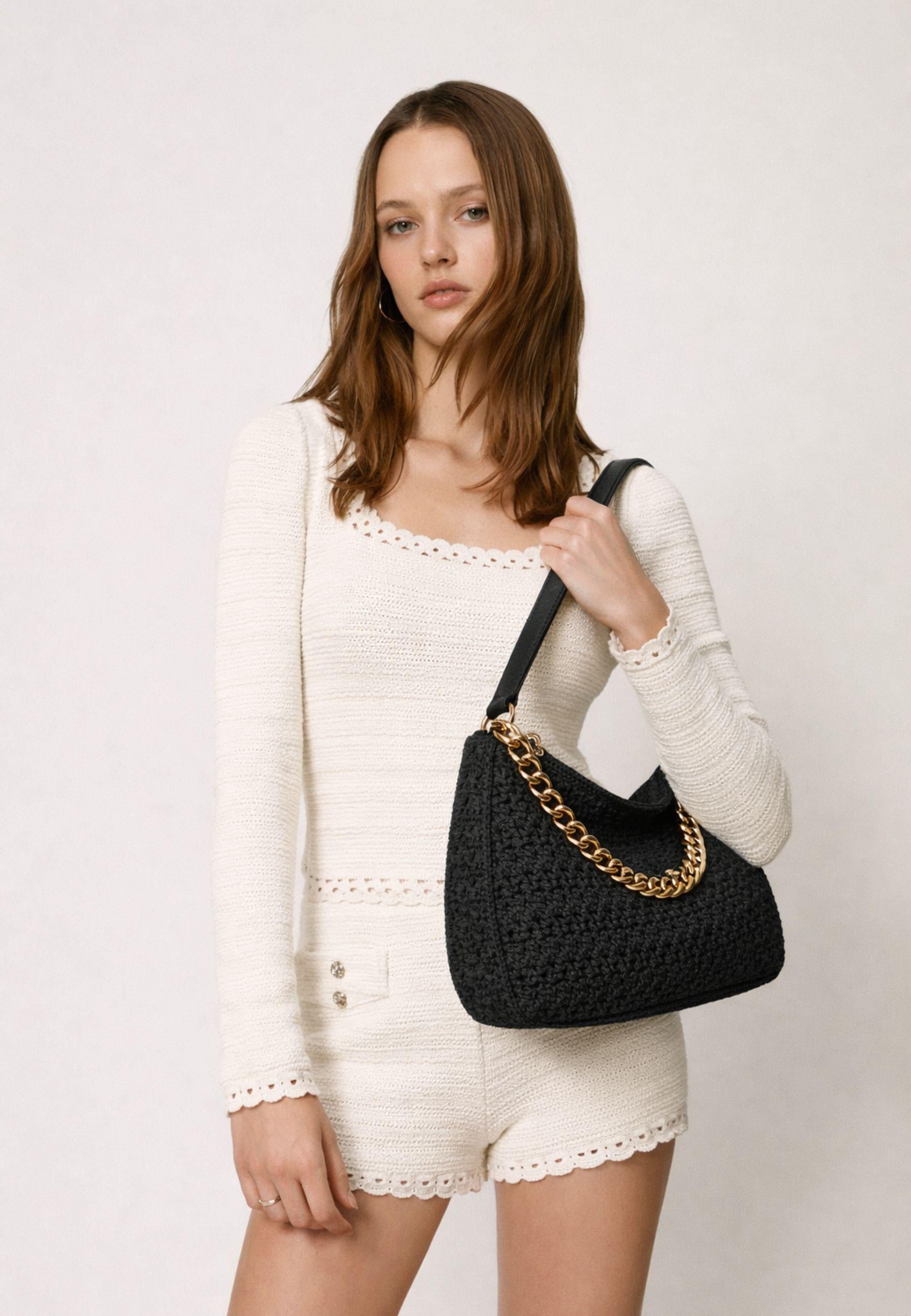 Borsa Hobo "Liliane" Grande in Rafia Crochet 