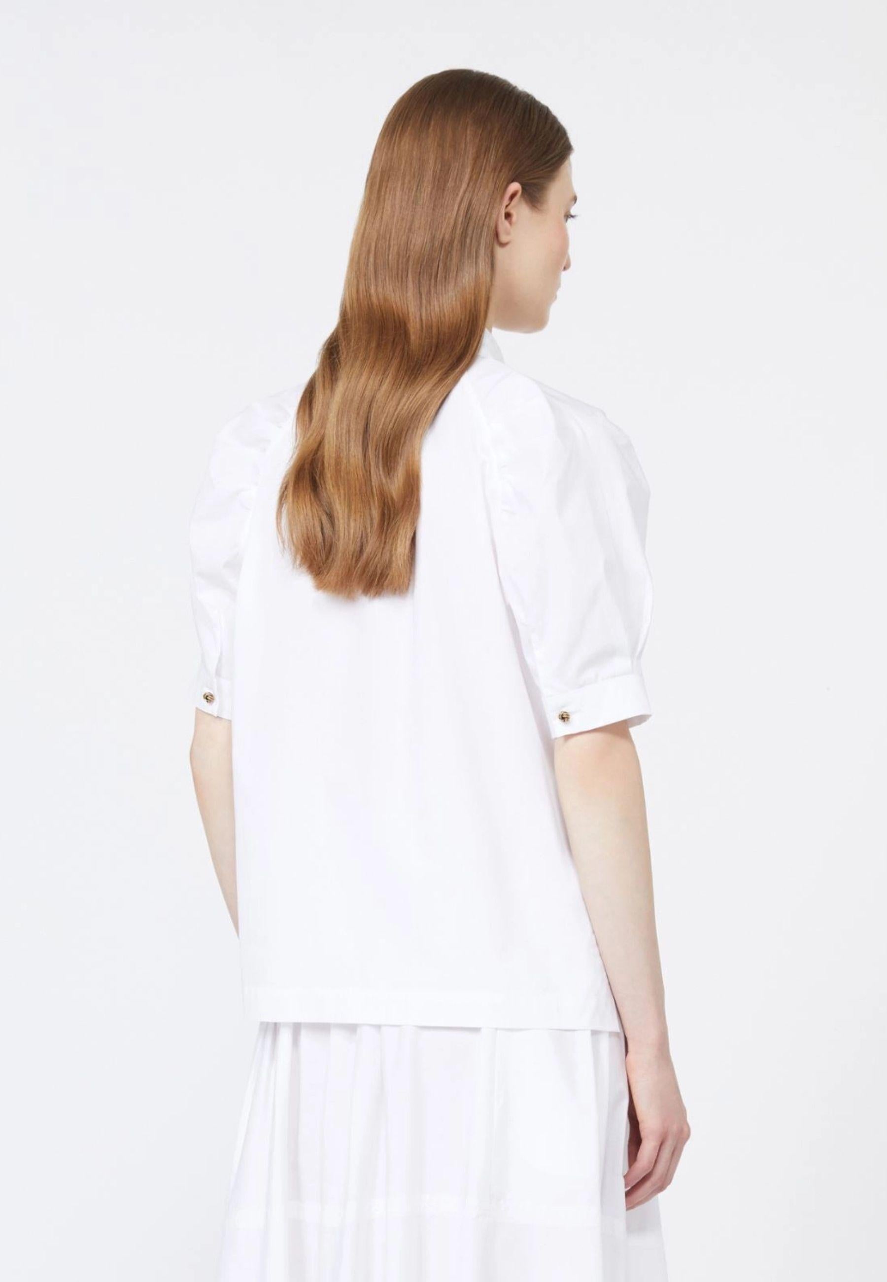 Max Mara - Camicia in popeline di cotone bianco ottico 