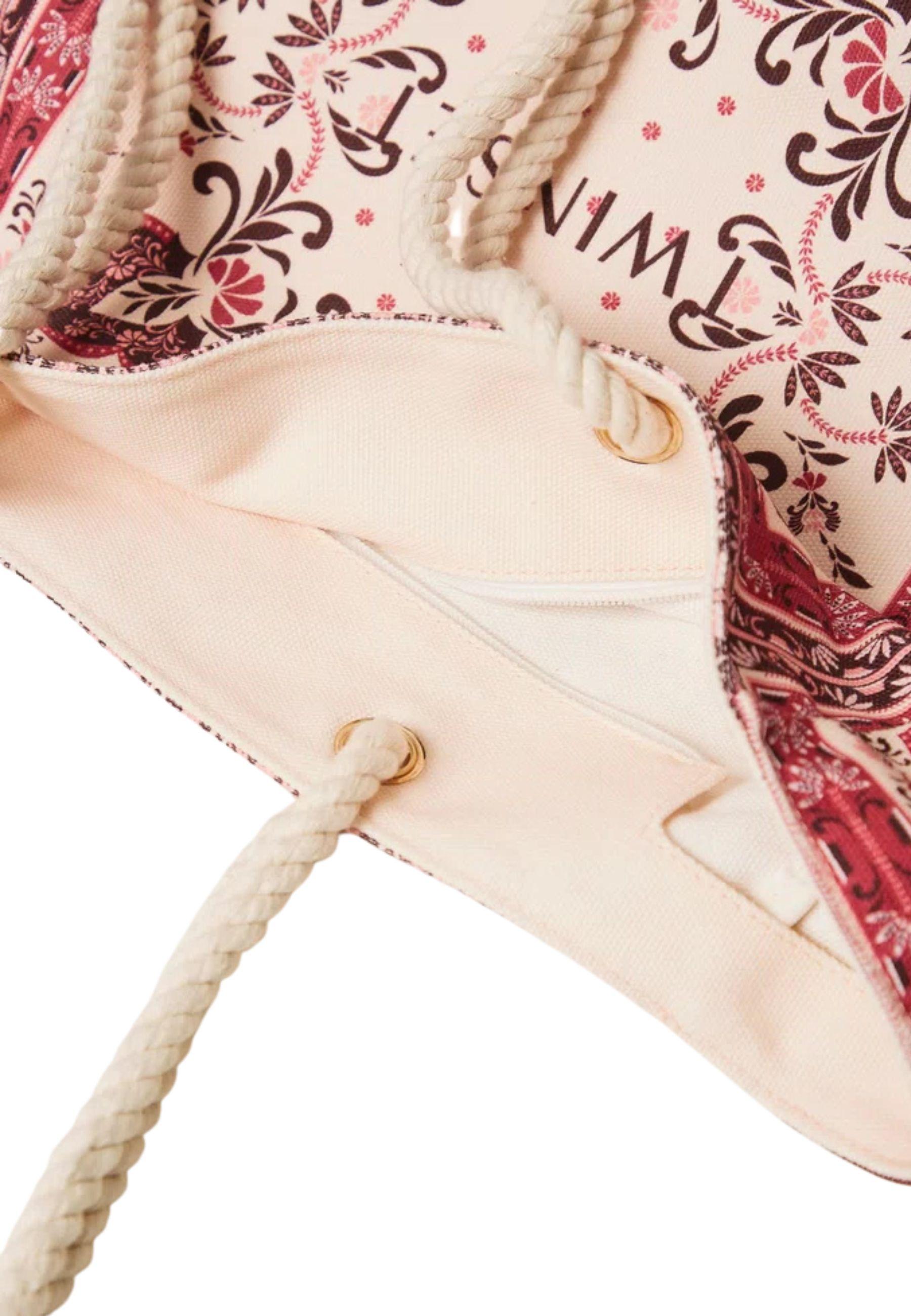 Borsa Shopper in Canvas con Stampa Foulard Fuchsia 