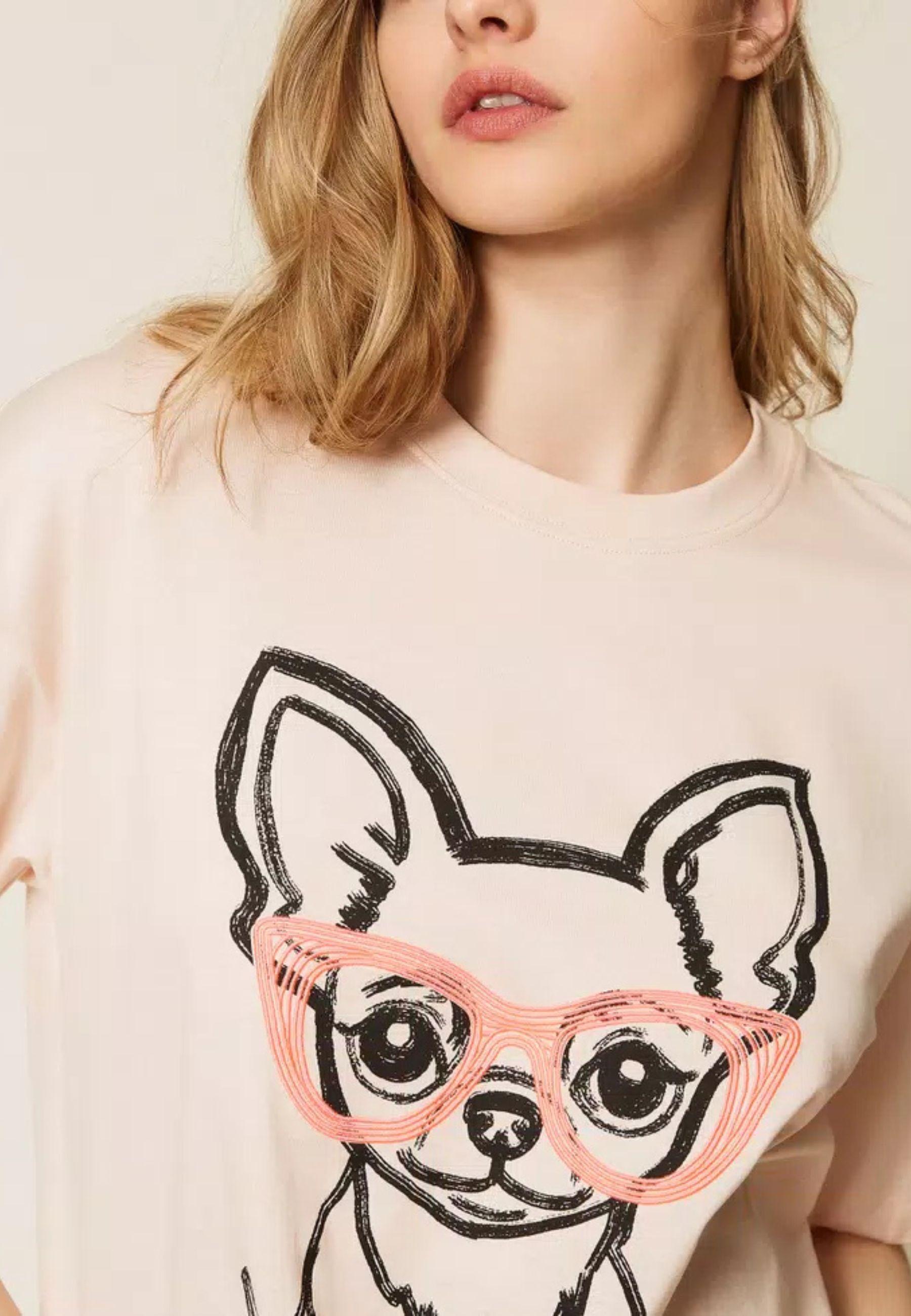 T-shirt oversize con stampa e ricamo - Actitude by Twinset 