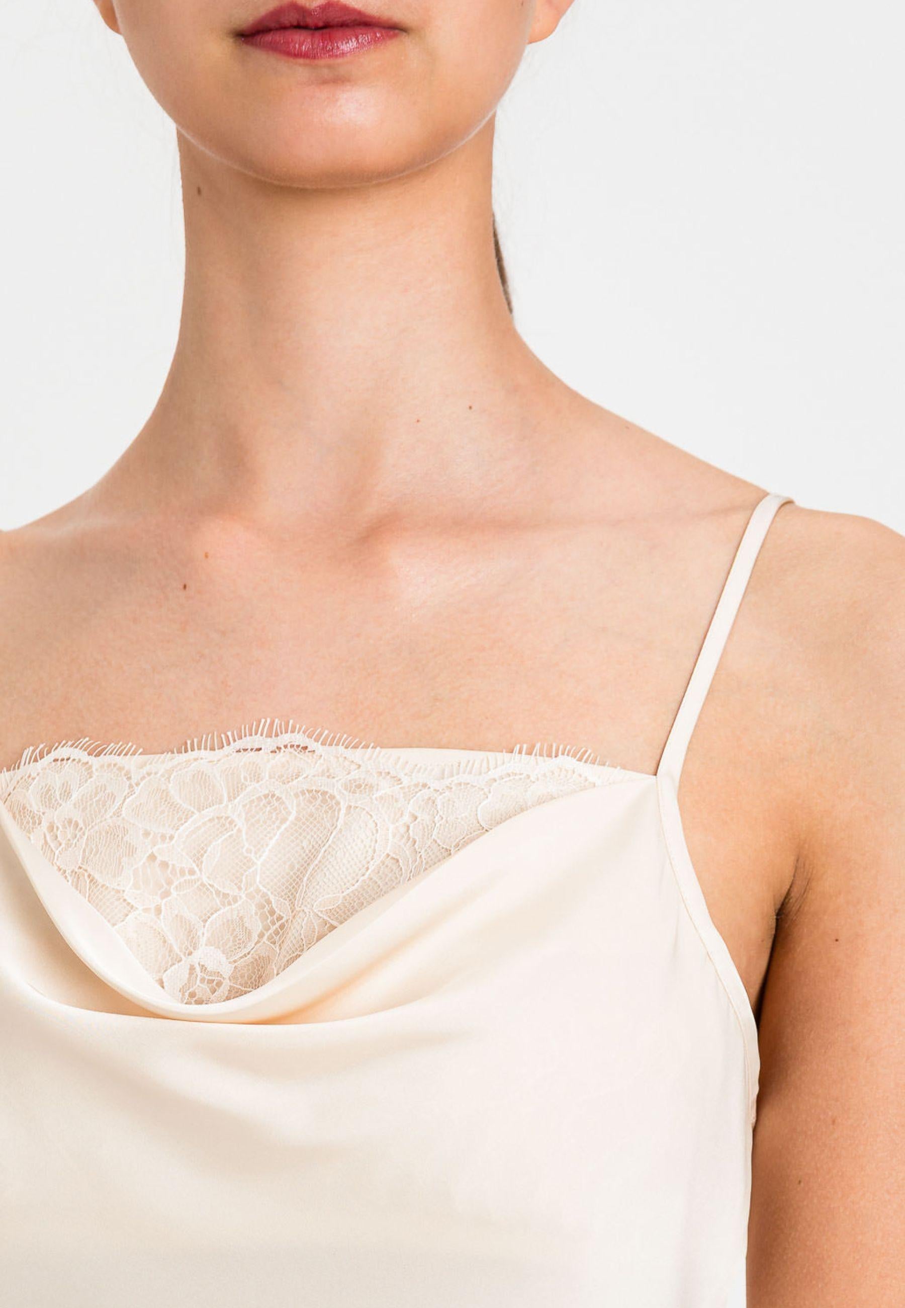 Twinset Top Satin con Inserto in Pizzo - Avorio 