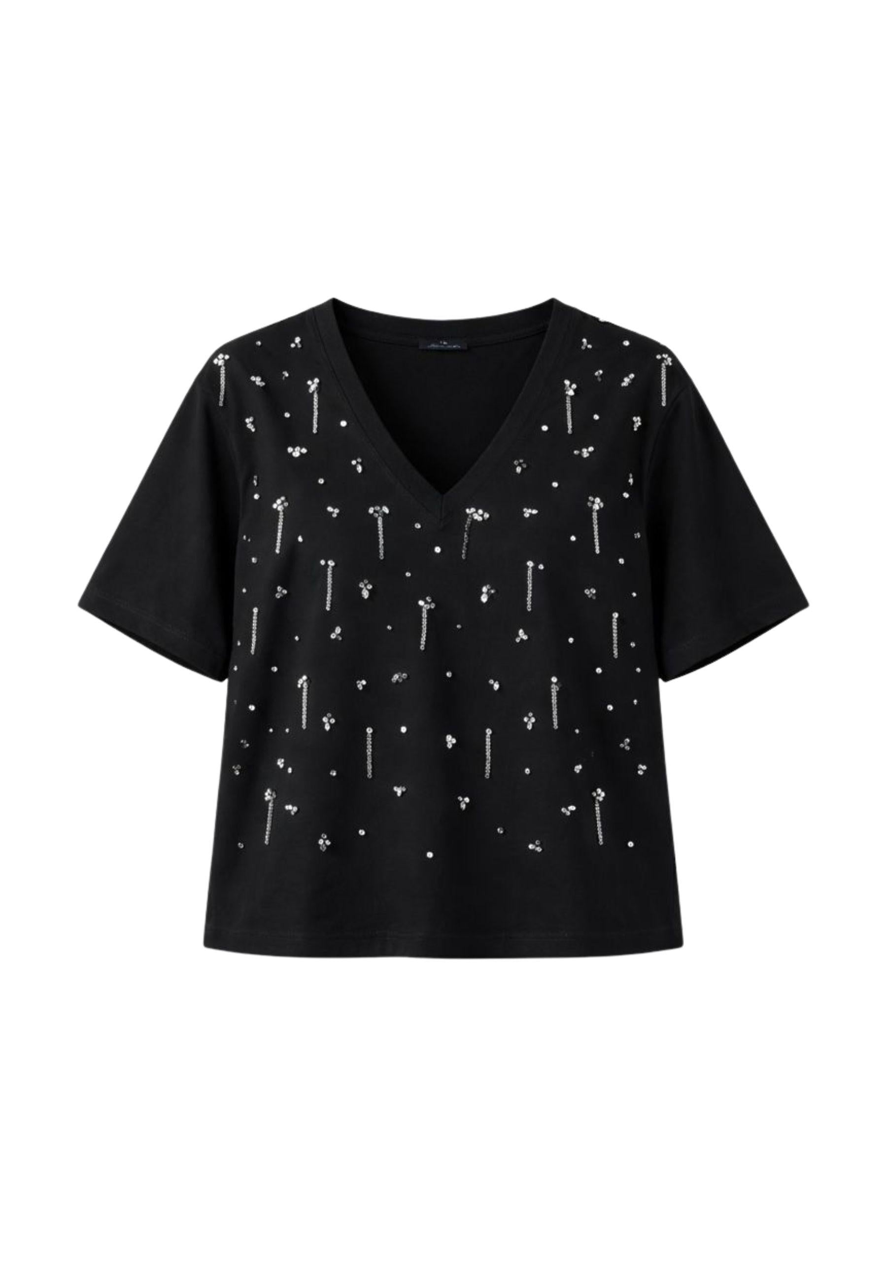 T-shirt cropped con ricami 