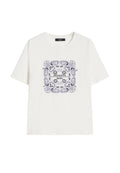 T-shirt in Cotone con Stampa e Ricami