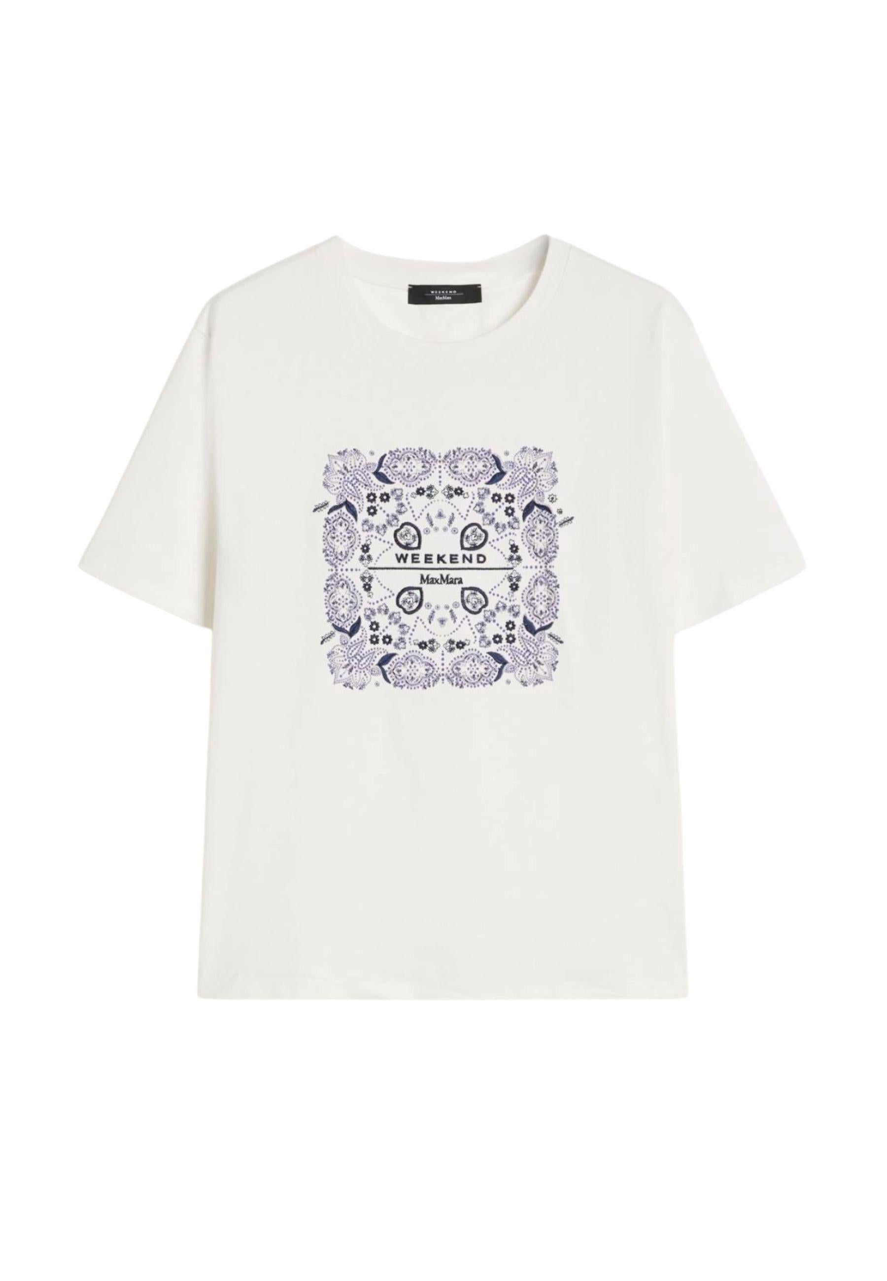 T-shirt in Cotone con Stampa e Ricami 