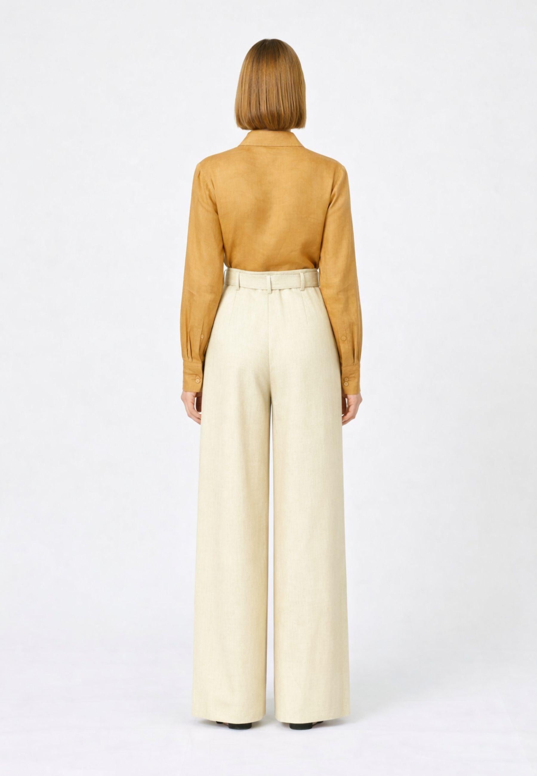 Max Mara Studio - Pantalone wide leg in lino 